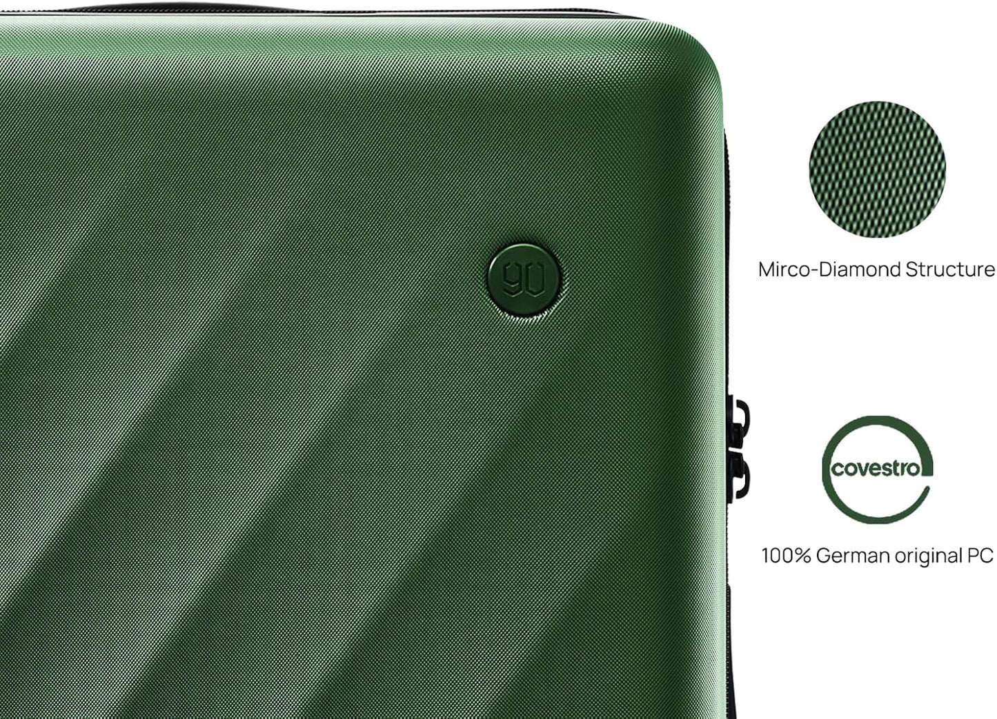 NINETYGO Trunk Luggage 26 Inch, Medium Checked Luggage with Double Spinner Wheels, Anti-Burst Zipper, Hard Case PC Suitcase, Lightweight Travel Luggage, TSA Approved (Seaweed Green, Hudson)