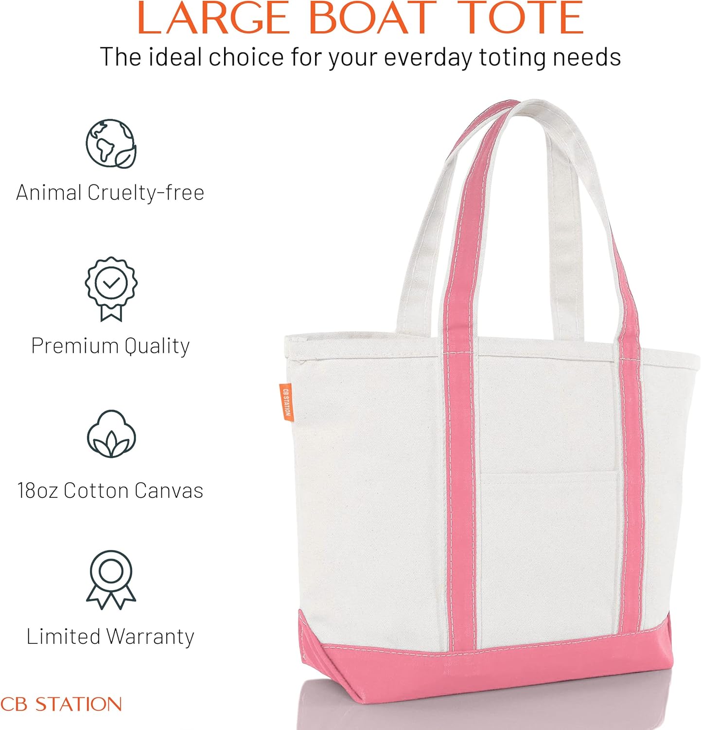 CB STATION Medium Classic Canvas Tote Bag for Women, Top Zipper Closure, Outer Pocket, Daily Essentials, Groceries, Traveling