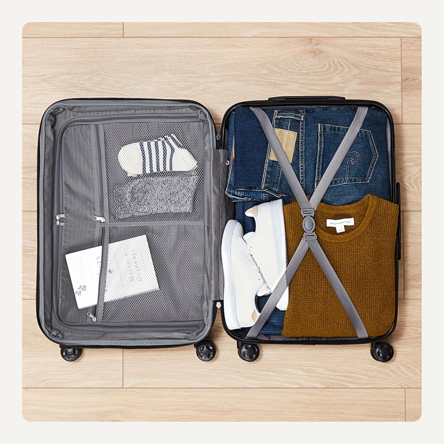 Amazon Basics 21" Hardside Carry-On Luggage, Hardshell Suitcase With Wheels, Expandable For Up to 25% More Space, With Scratch-Resistant Surface, Four Multi-directional Wheels, Orange