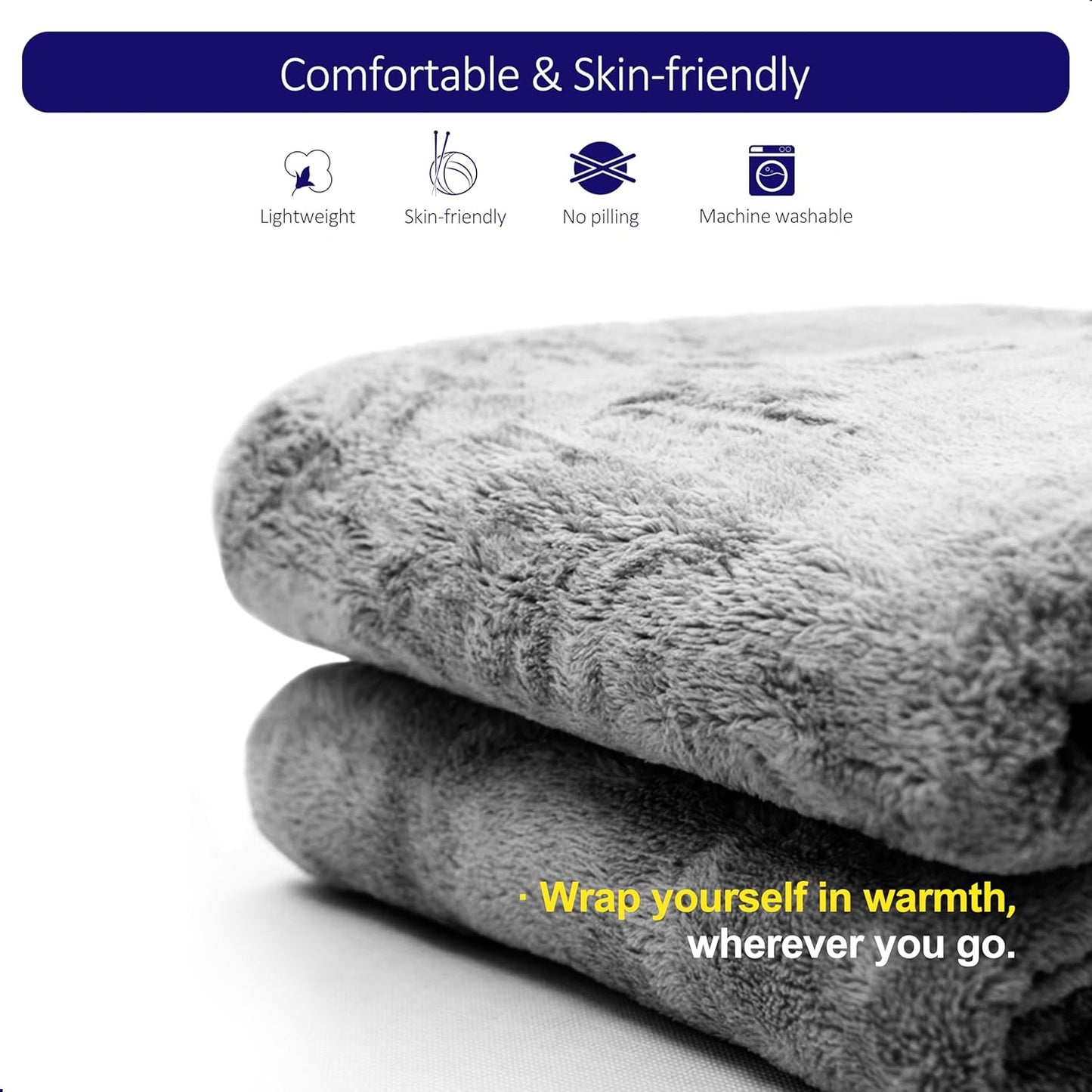 3-in-1 Travel Pillow Blanket Set - Soft Flannel Convertible Pillow, Blanket & Neck Pillow with Backpack Clip | Compact Travel Essentials for Airplane, Car, Office, Grey