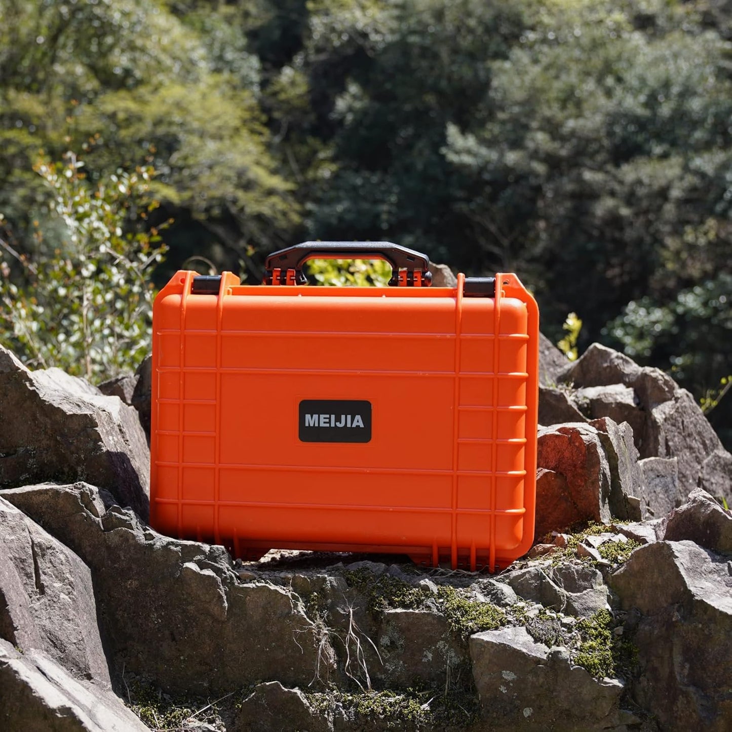 MEIJIA All Weather Portable IP67 Waterproof Protective Case, Hard Camera Case with customizable foam, Perfectly Protection of Camera, Drones,Pistols,Lens,Equipments,18.5 x14.06x6.93inches(Orange)