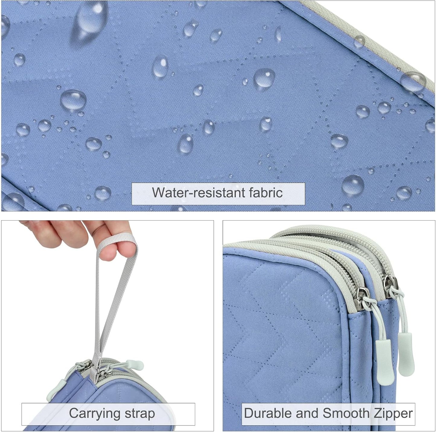 FYY Travel Cable Organizer Pouch Electronic Accessories Carry Case Portable Waterproof Double Layers All-in-One Storage Bag for Cord, Charger, Phone, Pattern Blue