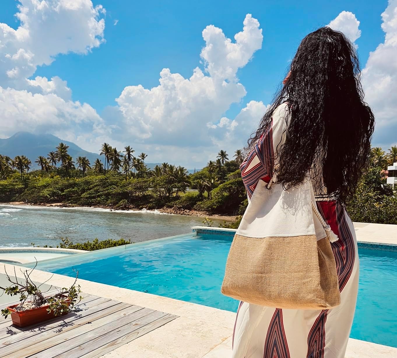 Large Beach Tote Bag with Hat Holder Straps, Womens large beach bag- Vation beach Tote