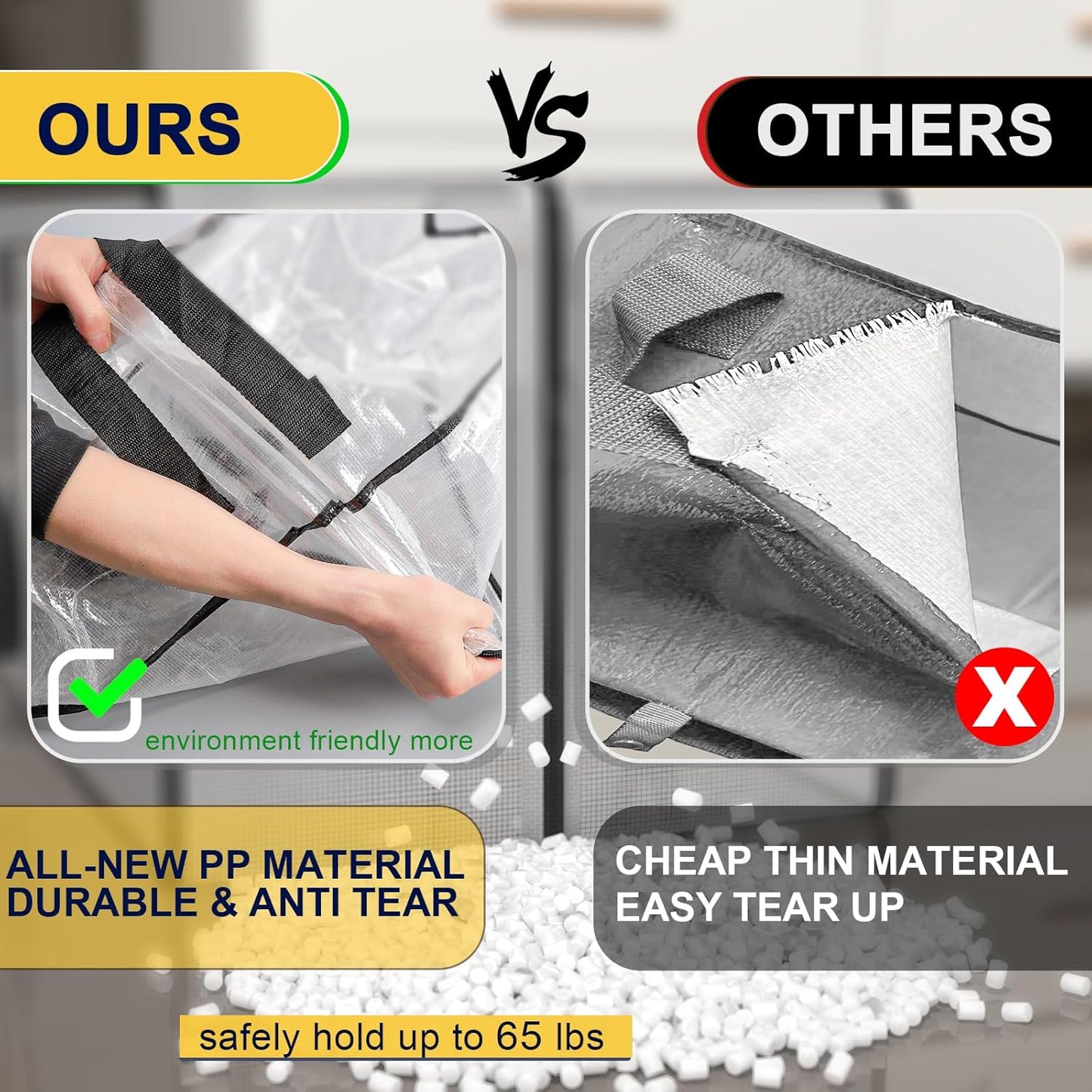 Clear Storage Bags with Zipper, 2 Pack Large Moving Bags Heavy Duty Extra Large, Plastic Storage Totes for Clothes, College dorm Packing Bags with Strong Handles