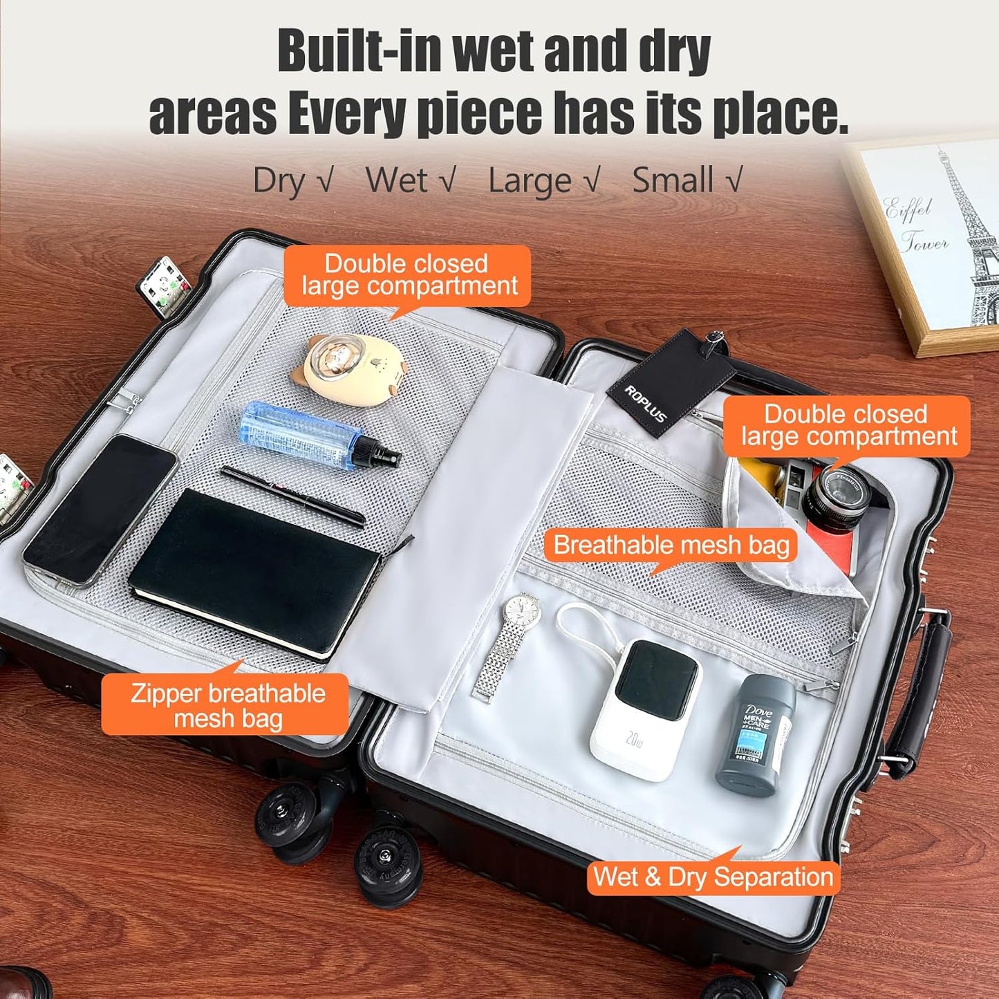 Aluminium Frame Checked- In Luggage with Smooth Jelly Wheels, Hardside Zipperless Rolling Suitcase with TSA Lock (Pure Black, 28-Inch)