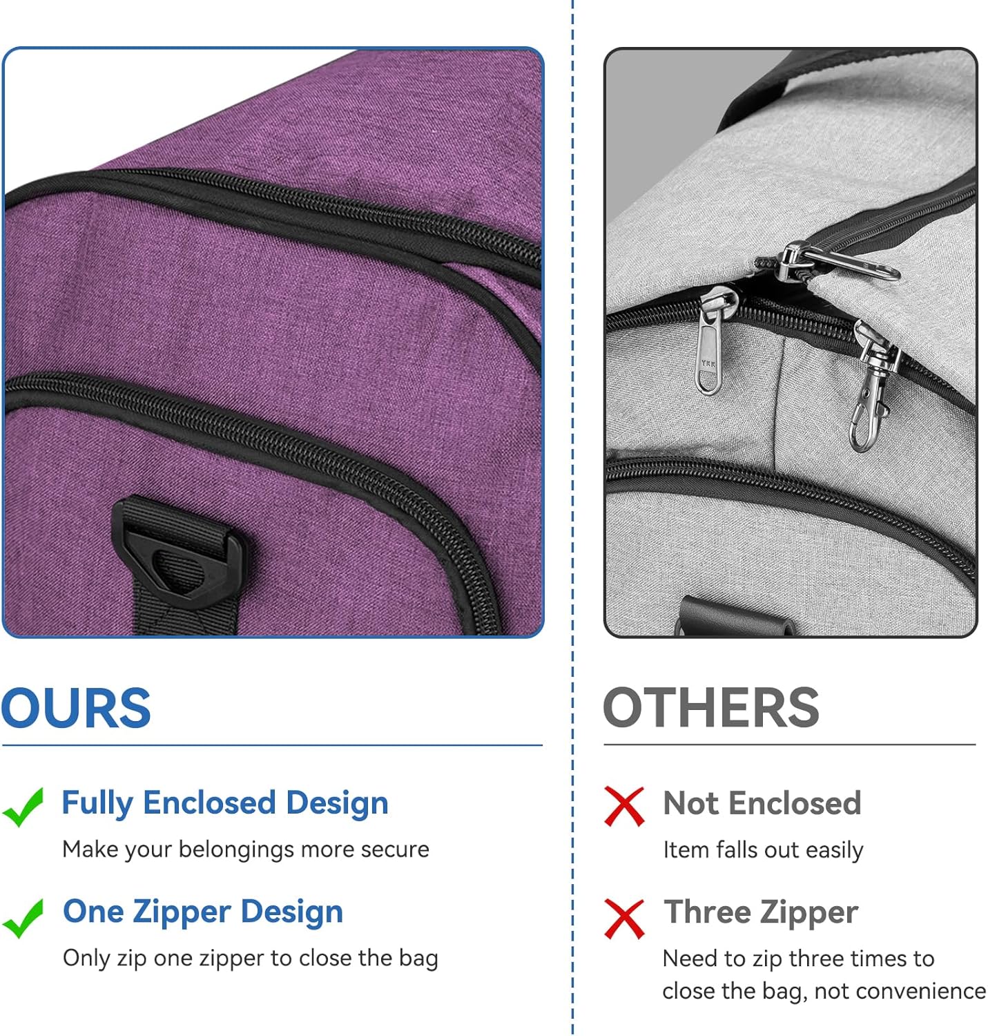 Large Garment Bag for Travel, Bukere Convertible Suit Travel Garment Duffel Bag for Women Business, Shoe Compartment, Detachable Shoulder Strap, 2 in 1 Hanging Suitcase Suit Travel Bags, Purple