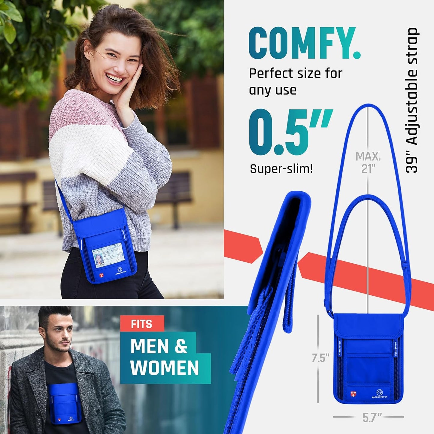 Neck Wallet, Travel Pouch For Passport Holder And Documents, Travel Neck Wallet For Traveling Women.