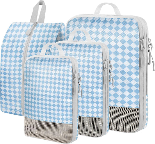 4-Piece Packing Cube Set - Lightweight Luggage Organizers for Travel, Vacation and Suitcases - Durable Accessories with Compression