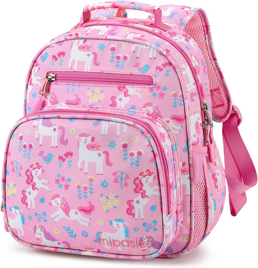 mibasies Toddler Backpack for Girls 2-4: Cute Kids Backpacks for Girls - Preschool Kindergarten Backpack - Flower Unicorn