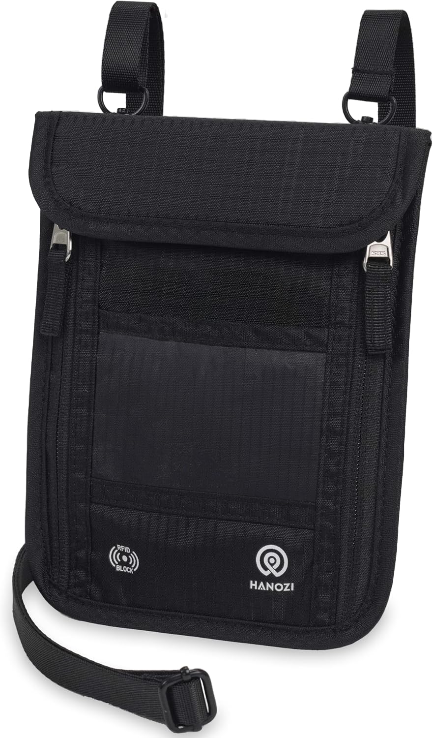 Travel Neck Wallet – Travel pouch and RFID Blocking Passport Holder for Women and Men - Slim Travel Wallet to Keep Your Cash, Passport, Credit Cards Safe. Easy to Conceal Passport Wallets.