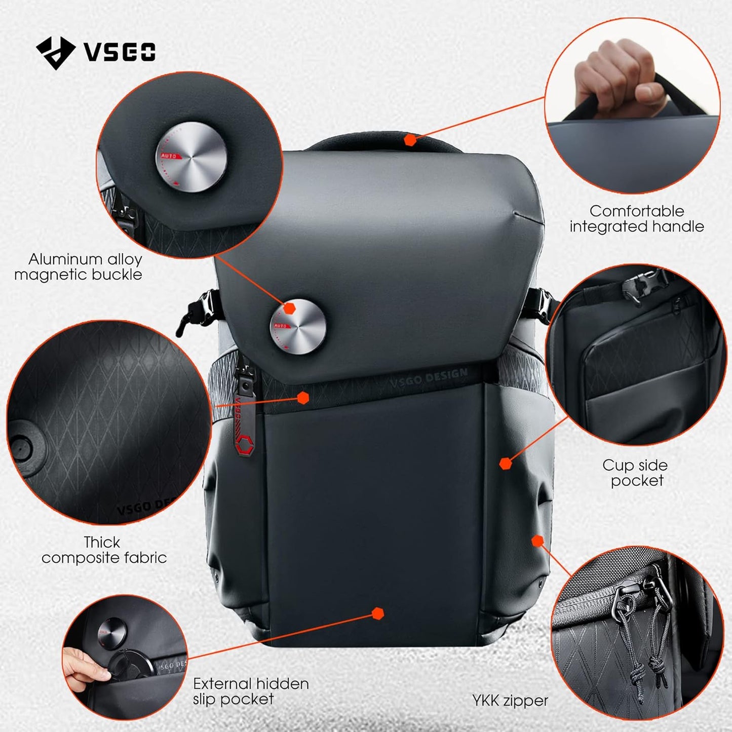 VSGO Black Snipe Camera Backpack 16L – Lightweight 1.1kg Professional DSLR/SLR Photography Bag for Sony, Canon, Nikon Cameras, DJI Stabilizers, Travel & Outdoor Use