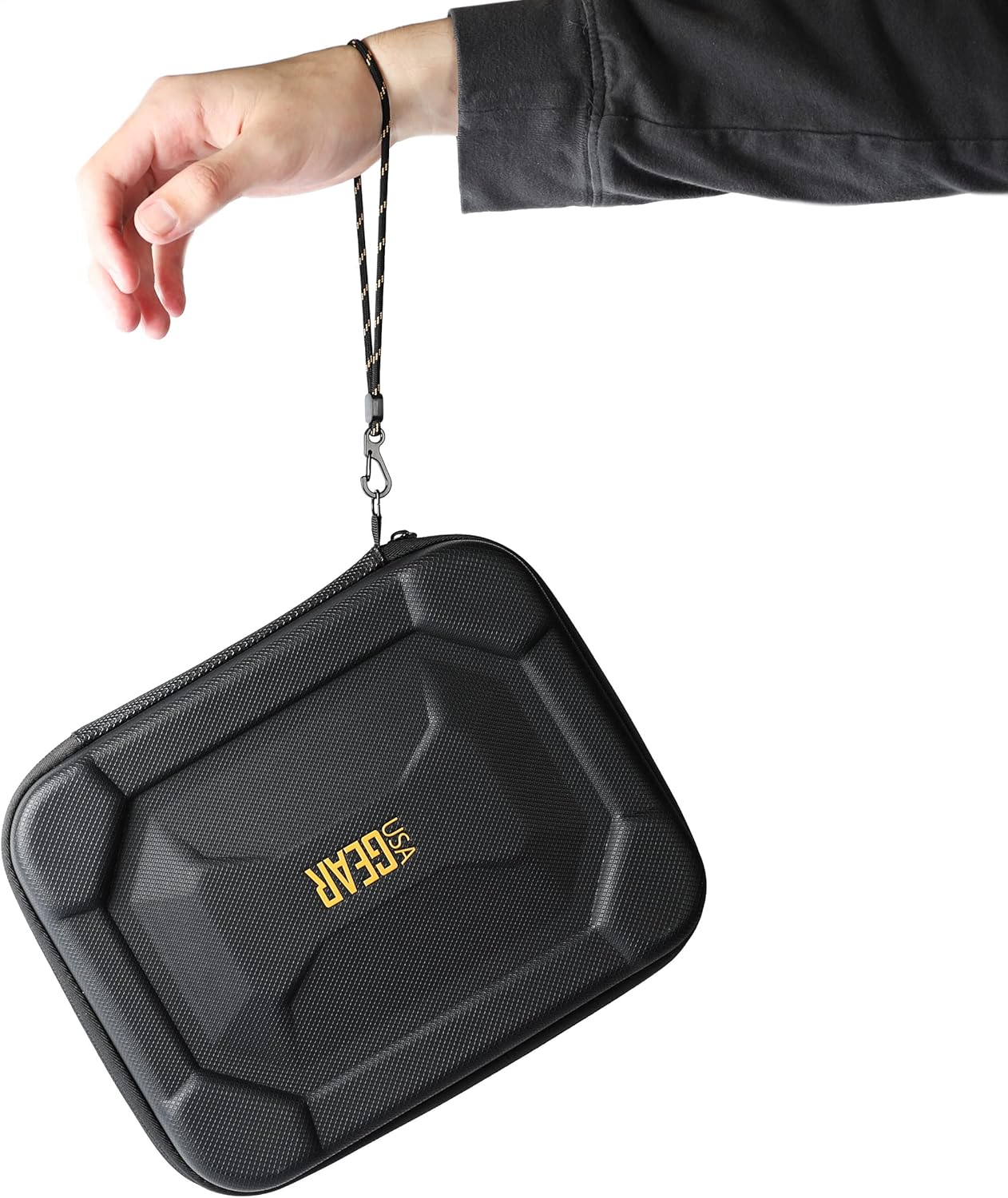 USA Gear Water Resistant EVA Foam Hard Case Compatible with Go Pro Hero13 / Hero12 Charger, Insta360 ONE RS Twin, Insta360 X4-8K & More - Lightweight, Customizable Interior, Mesh Pocket (Case Only)