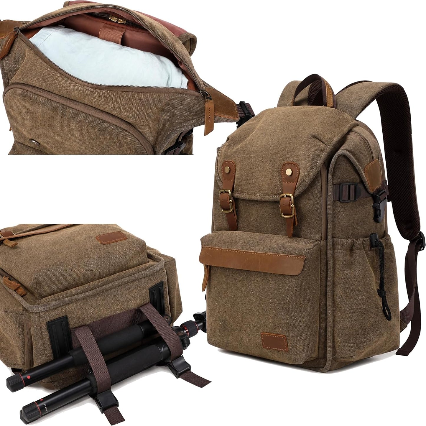 Camera Bag; Professional UAV Camera Backpack;Anti-Theft Camera Bag with Rain Cover; Large Capacity Photography Backpack（Coffee）, A3091