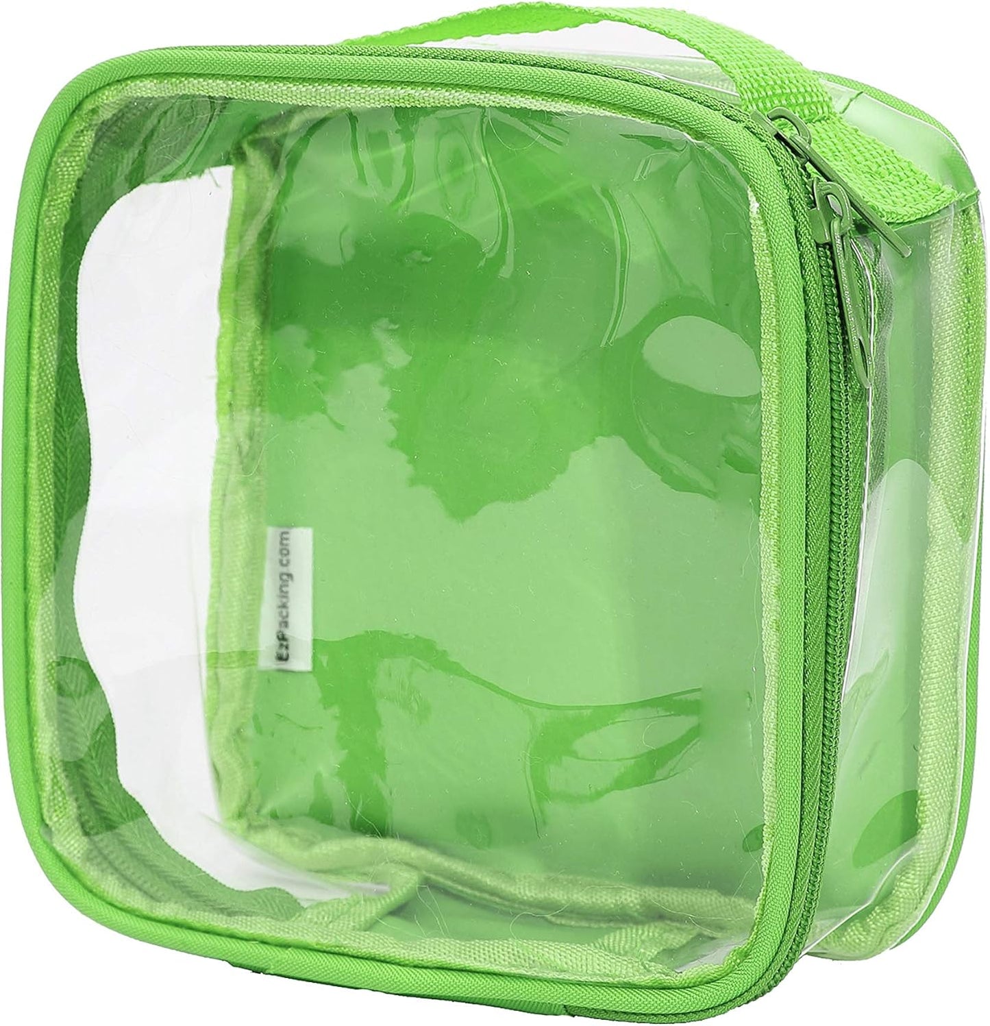 Clear TSA Approved 3-1-1 Travel Toiletry Bag for Carry On / Quart Size Transparent Liquids Pouch for Airport Security / Reusable See Through Vinyl & PVC Plastic Organizer for Men and Women (Green)