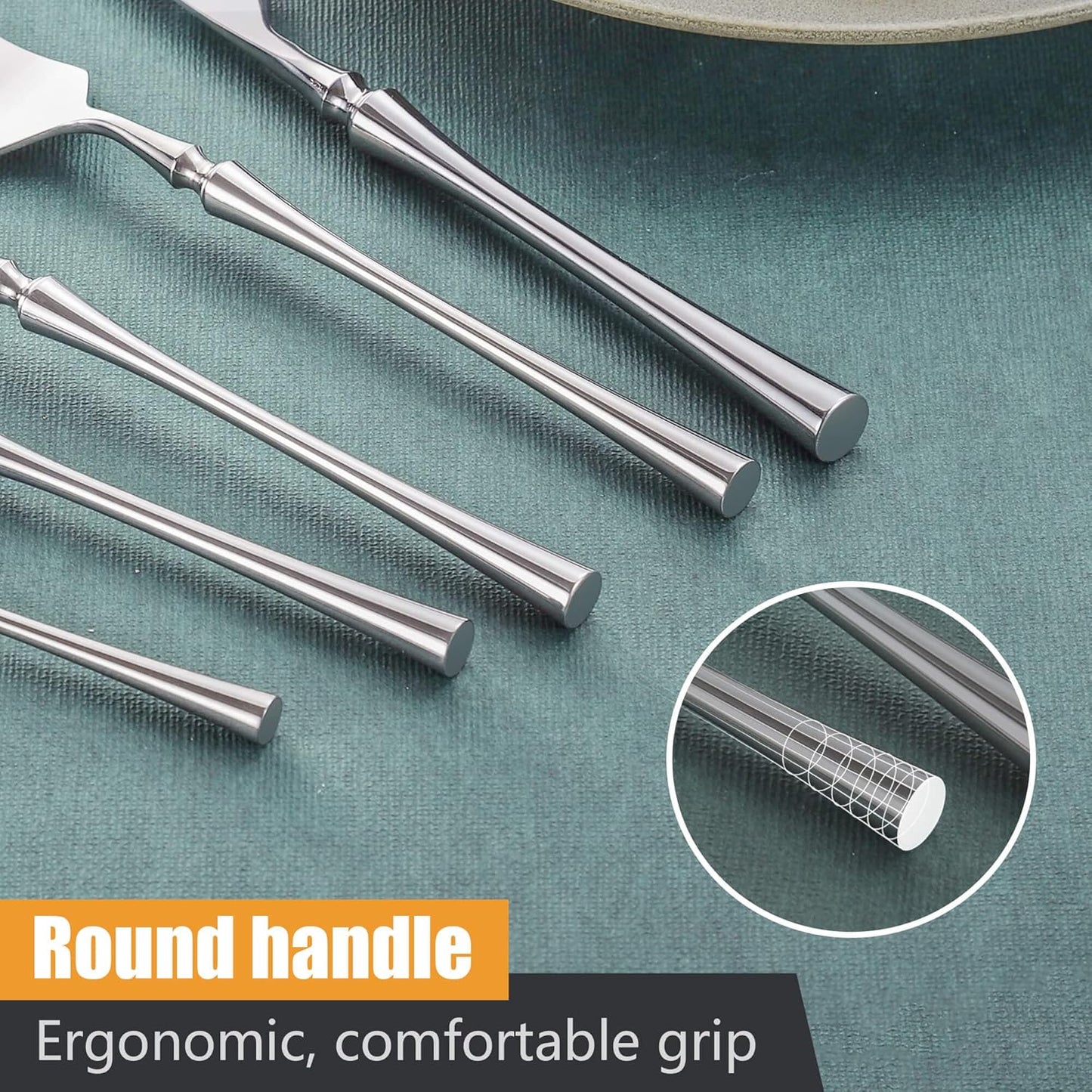 20-Piece Silverware Set for 4,Modern 18/10 Stainless Steel Flatware Set,Unique Rustic Cutlery Utensils Set,Spoon and Fork Set for Home, Restaurant,Wedding,Mirror Polished,Dishwasher Safe