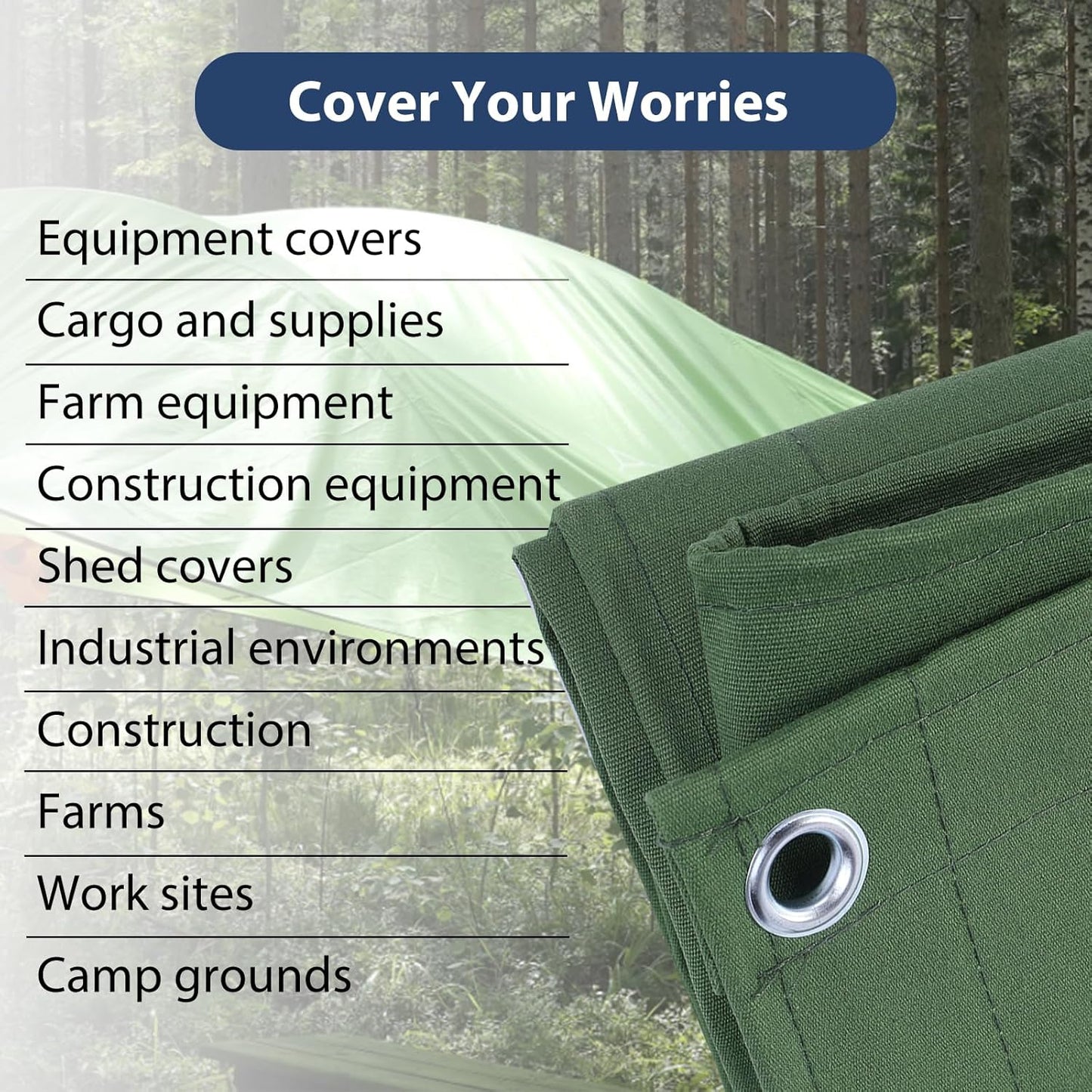 12’x16’ Canvas Tarps Heavy Duty Waterproof Tarpaulins with Aluminum Grommets,UV Resistant, 22Mil Multipurpose Drop Cloth, 14oz Durable Cover Sheet for Outdoor and Indoor Use with Ropes.