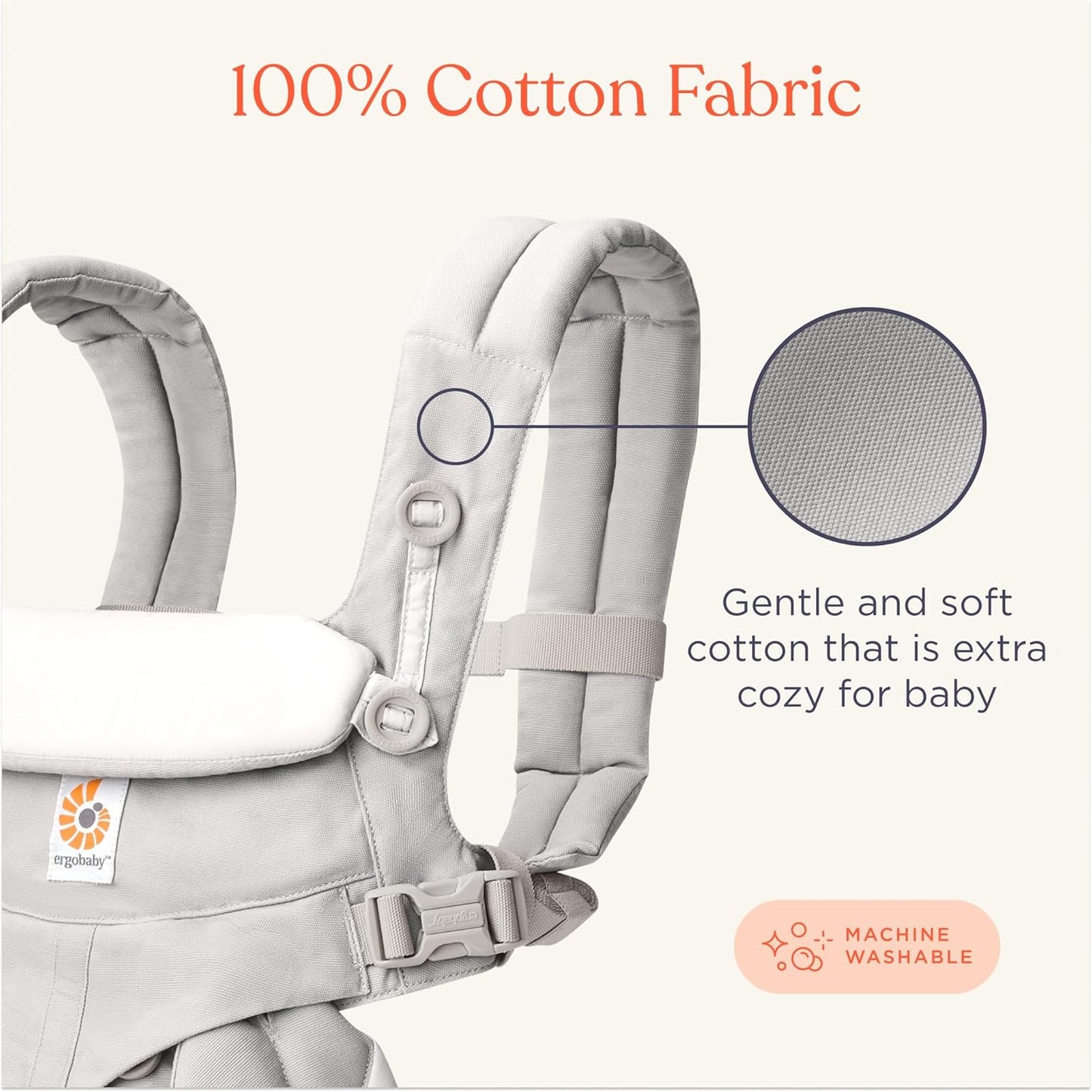 Ergobaby Omni Classic Baby Carrier Newborn to Toddler - Breathable Baby Carriers for Summer - All-Position Carrier with Lumbar Support (7-45 Pounds), Cotton, Pearl Grey