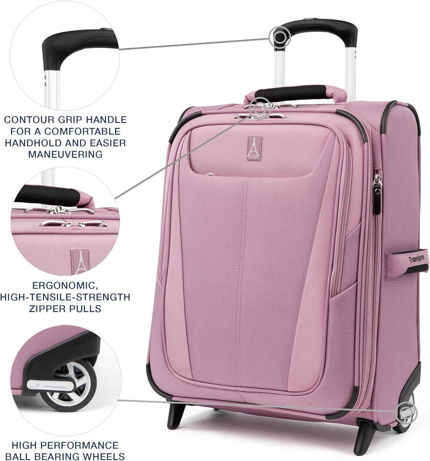 Travelpro Maxlite 5 Softside Expandable Upright 2 Wheel Carry-on Luggage, Lightweight, 20-Inch — Orchid Pink Purple