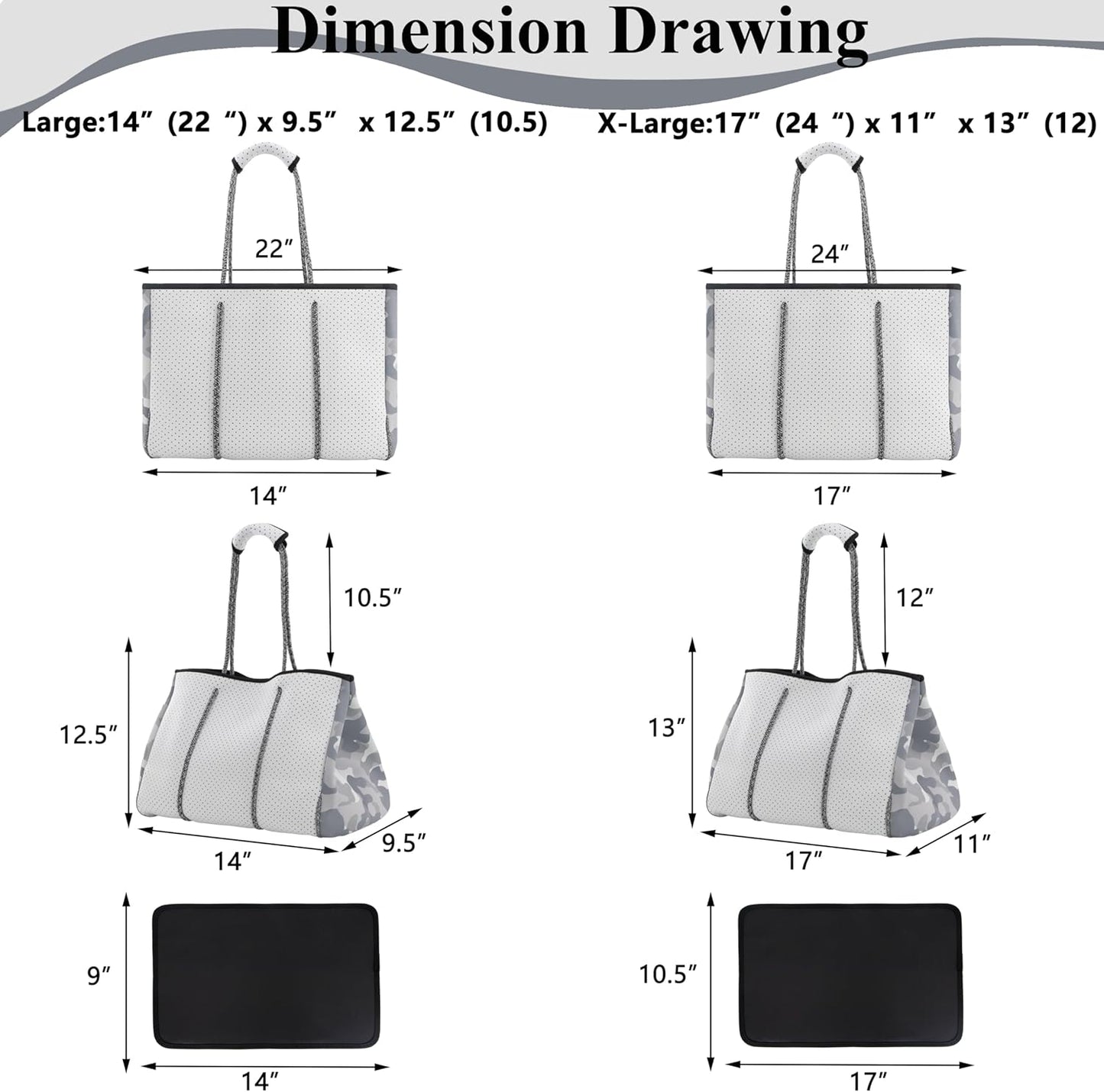 QOGiR Neoprene Multipurpose Beach Bag Tote with Inner Zipper Pocket … … … …