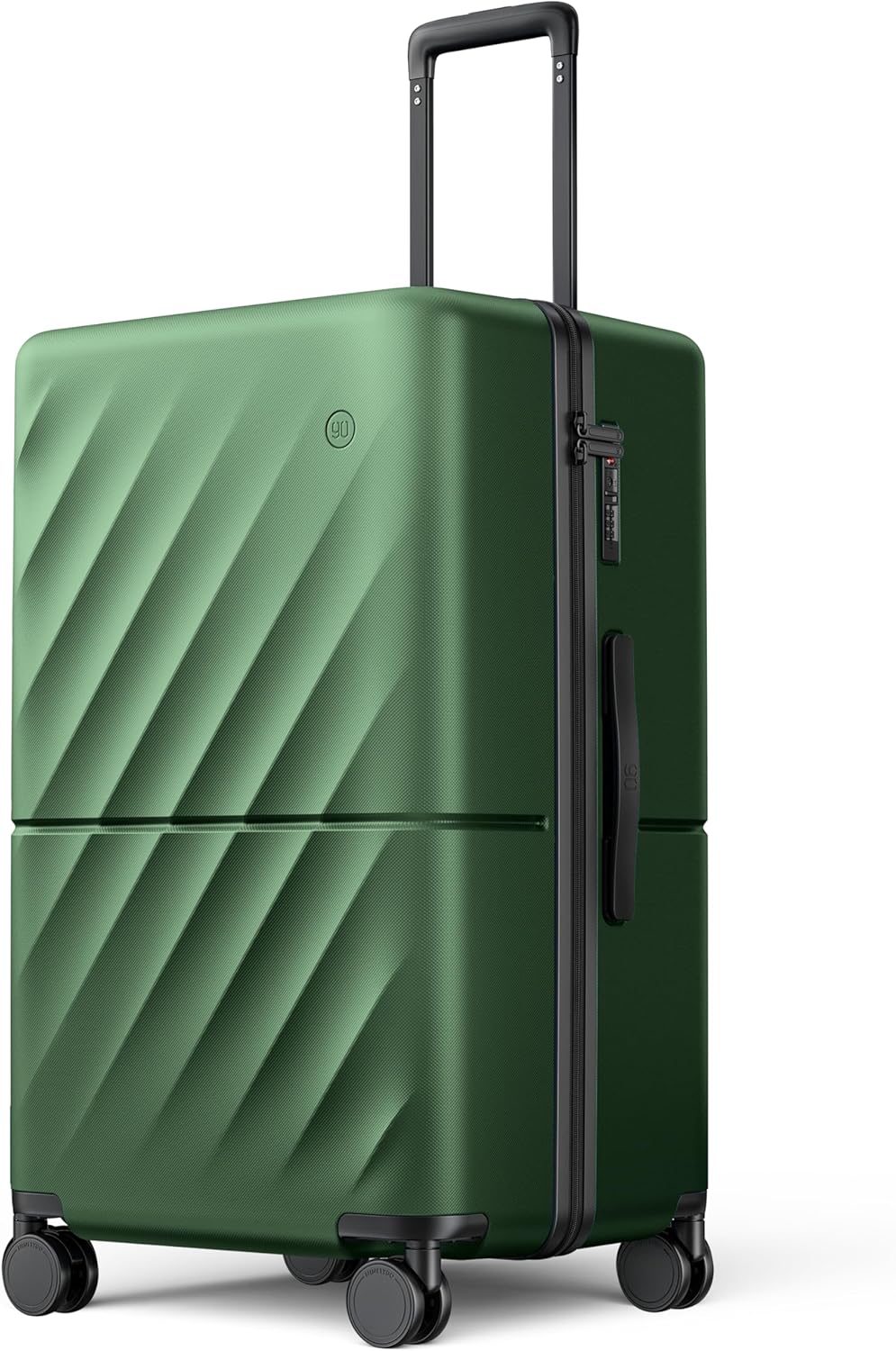 NINETYGO Trunk Luggage 26 Inch, Medium Checked Luggage with Double Spinner Wheels, Anti-Burst Zipper, Hard Case PC Suitcase, Lightweight Travel Luggage, TSA Approved (Seaweed Green, Hudson)