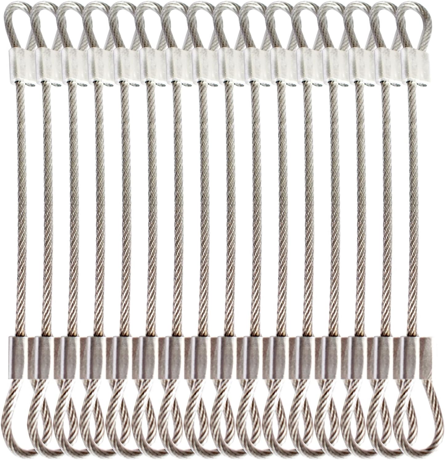 20 pcs 6 inch (15cm) 3mm Thickness Stainless Steel Wire Cable with Loops Vinyl Cover Coated Short Rope Lanyard Lock Safety Tether Chains, Clear