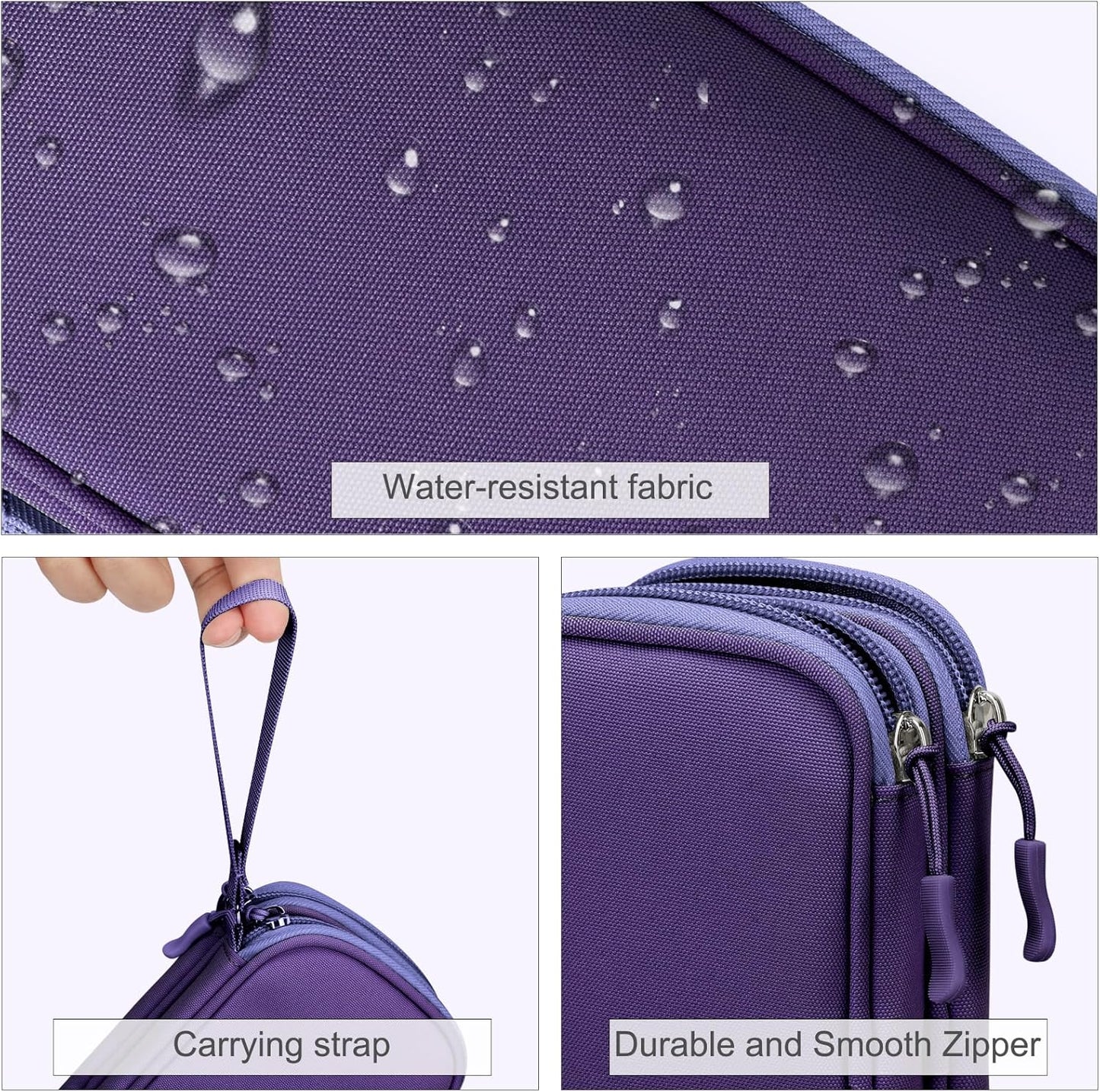 FYY Electronic Organizer, Travel Cable Organizer Bag Pouch Electronic Accessories Carry Case Portable Waterproof Double Layers All-in-One Storage Bag for Cable, Cord, Charger, Phone, Earphone Purple