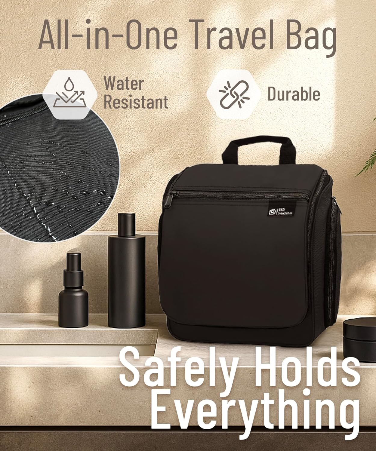 DD D&D Wanderlust D&D Hanging Travel Toiletry Bag for Men and Women – Cosmetics, Makeup and Toiletries Organizer Kit with 10 Compartments, YKK Zippers, XXL Metal Swivel Hook, Water-Resistant Nylon