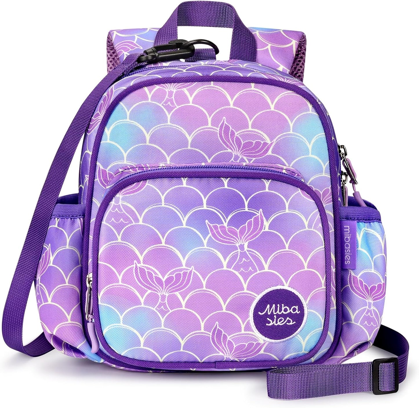 mibasies Backpack Leash for Toddlers 1-3: Baby Backpack for Girls with Anti-Lost Harness - Mermaid Purple