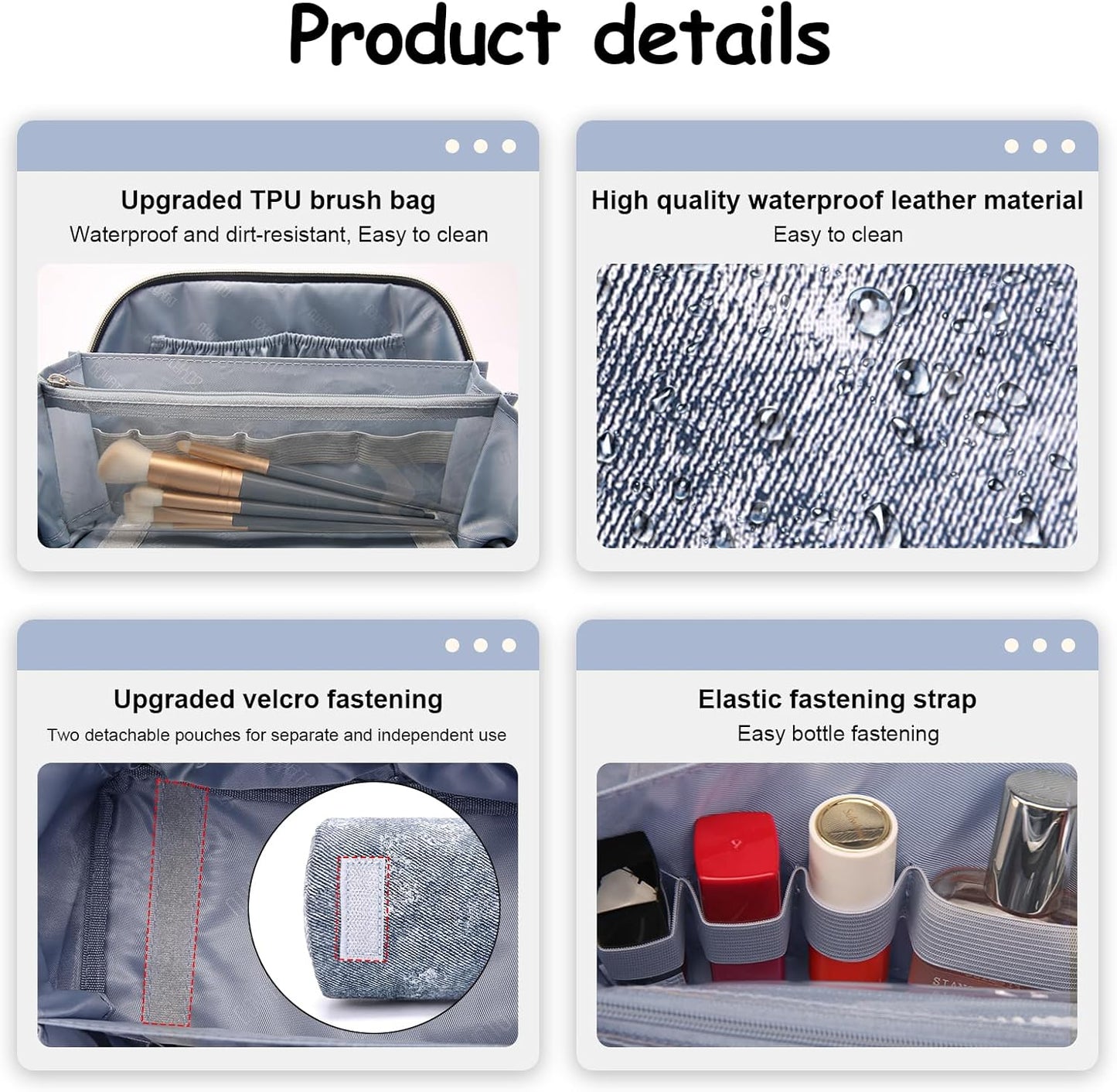 Travel Makeup Bag Cosmetic Bags for Women: 3 Sets Large Capacity Make up Bag - Portable Toiletry Bags with Handle for Women(05-Dark Blue)