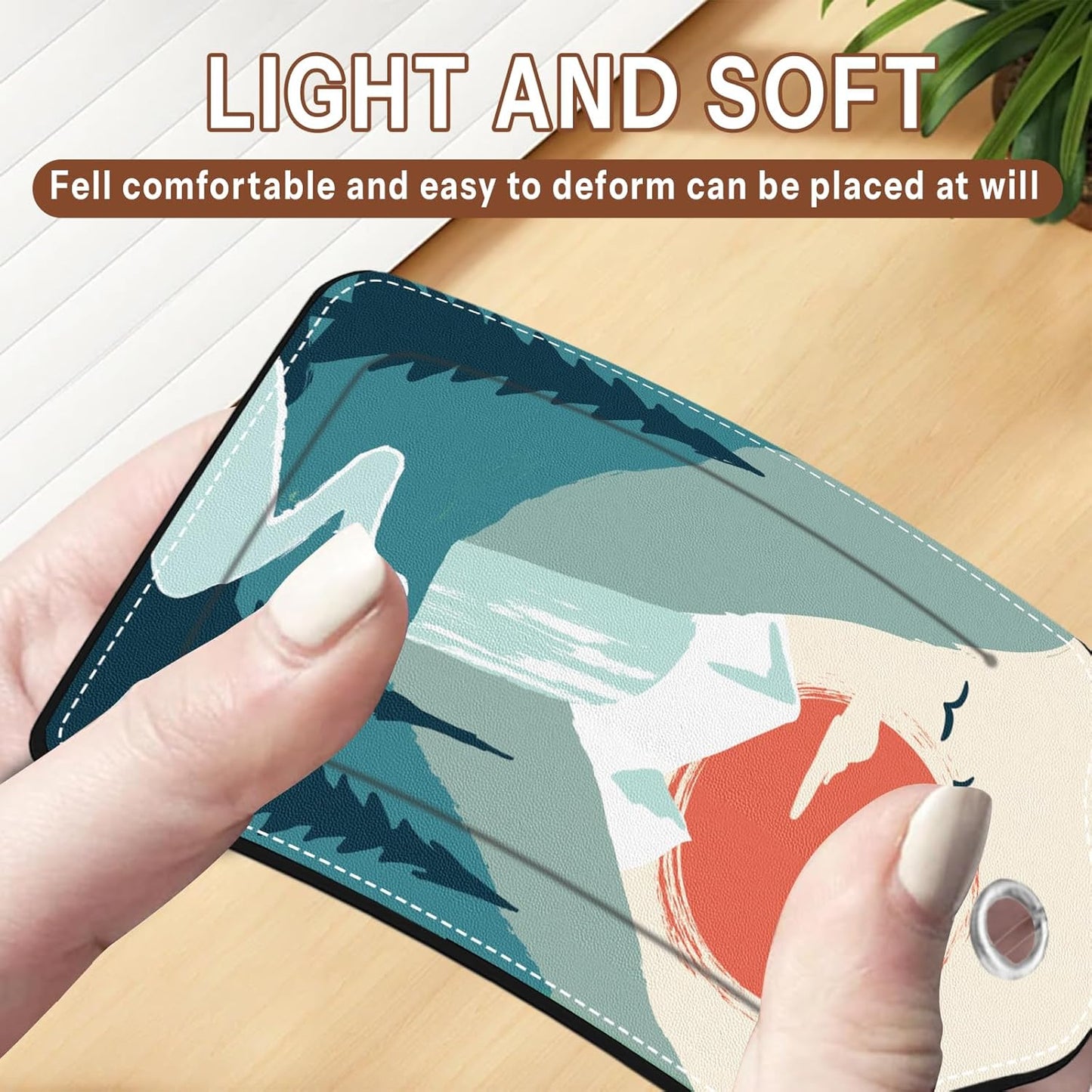 2 Pcs Mountain Sun Luggage Tags for Suitcases Men, Leather Luggage Tags for Men, Privacy Cover ID Label with Stainless Steel Loop & Address Card, Fun Travel Bag Tags Luggage Accessories for Suitcases