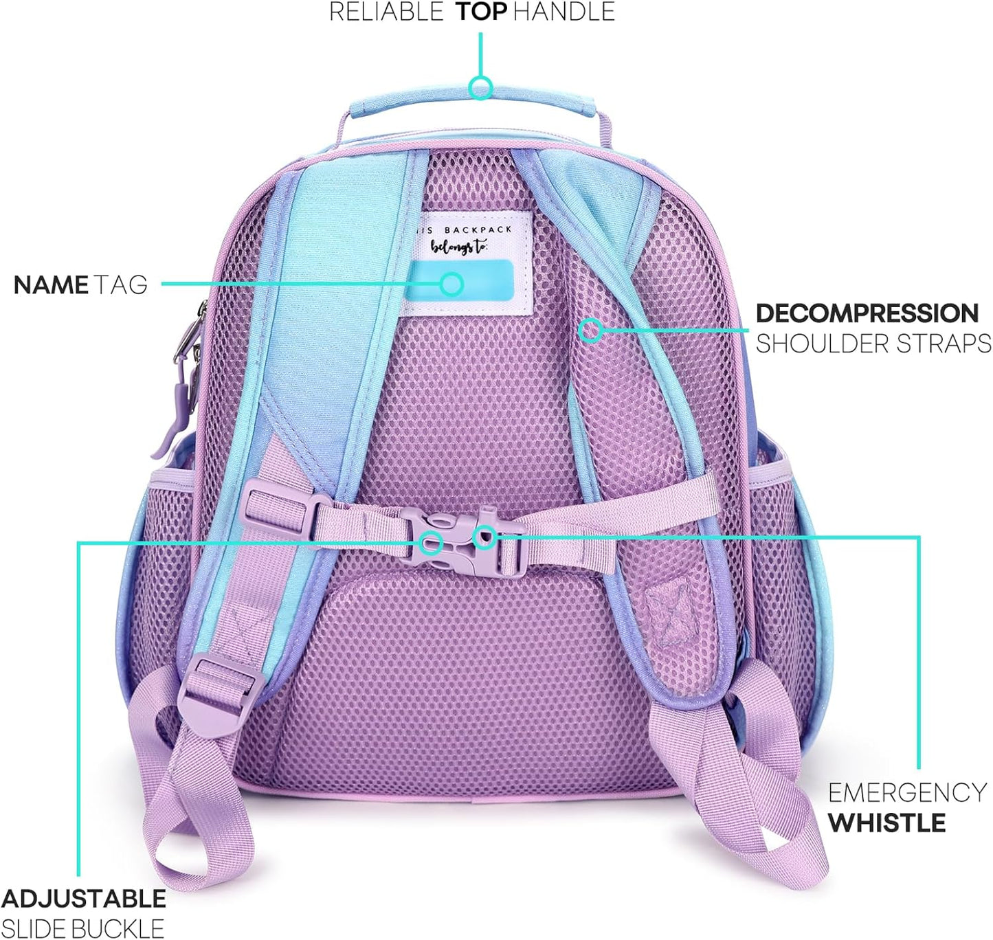 mibasies Girls Backpack 5-8: Lightweight Kids Backpacks for Girls - Girl Bookbag for Elementary School - Gradient Purple