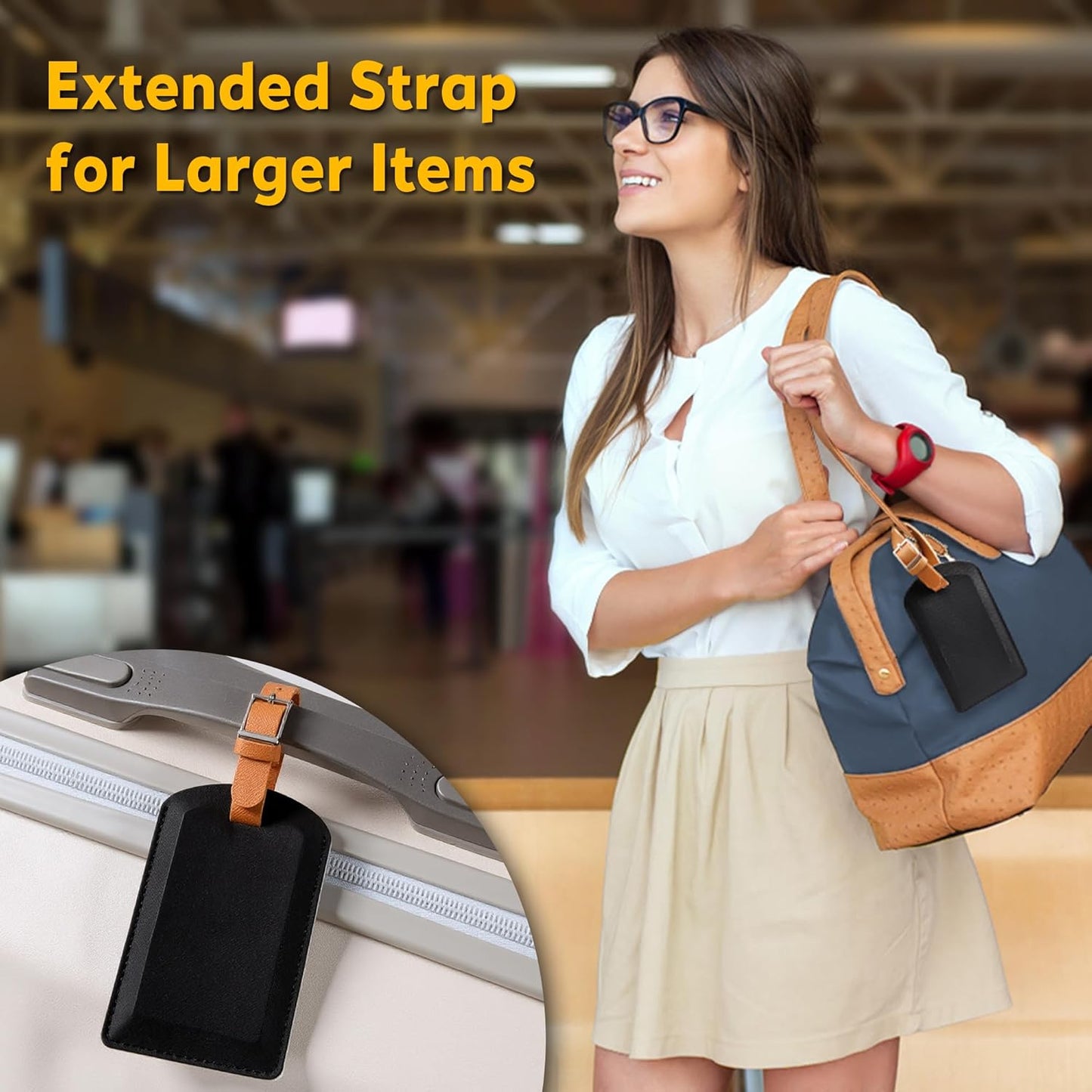 3 Pack Luggage Tags for Suitcases, TSA Approved Bag Tags, Baggage Tags with Privacy Protection, Travel Essentials Luggage Accessories, Black & Brown