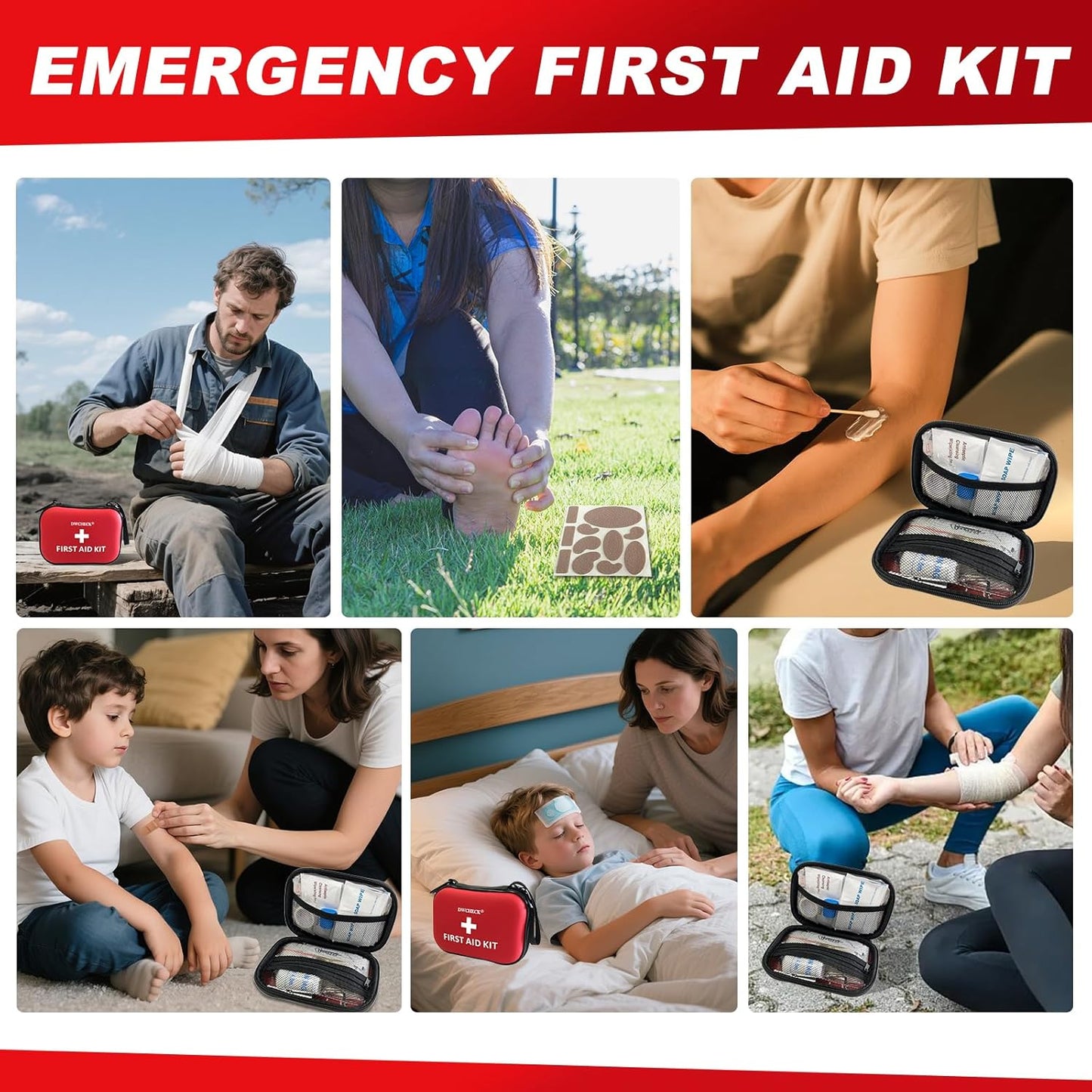 160 Piece Mini First Aid Kit, Compact Waterproof Hard Shell Small Emergency Medical Kit for Travel, Car, Home, Office, Vehicle, Hiking - Camping Essentials and Outdoor Survival Kit