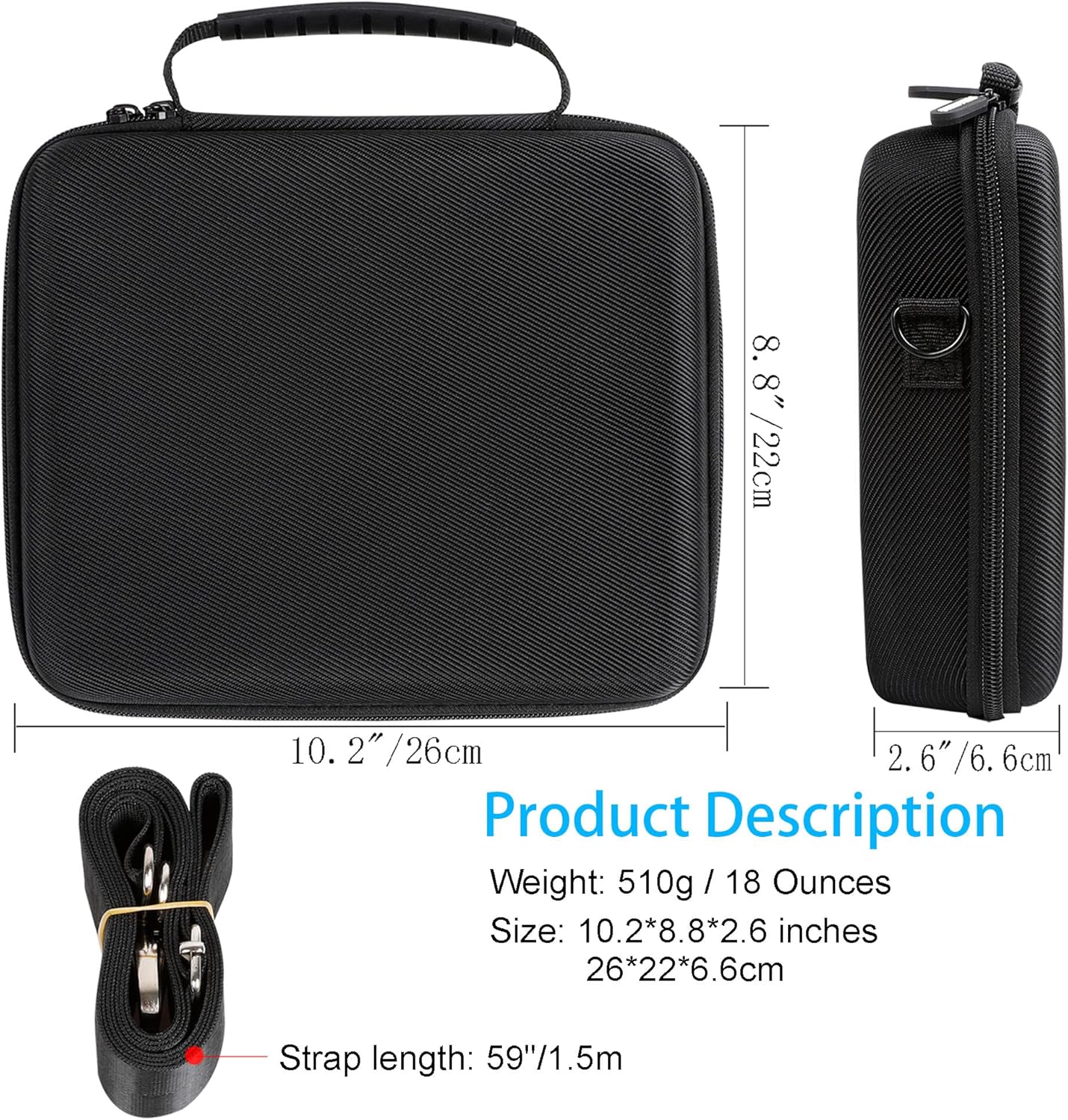 PellKing Hard Case for GoPro Hero 13/12/11/10/9/8/7/2018/6/5 Blcak/4 Silvery Action Camera, Accessories Carrying Storage Shoulder Bag With Strap for DJI Osmo Action 5/4/3 Insta360 Ace Pro