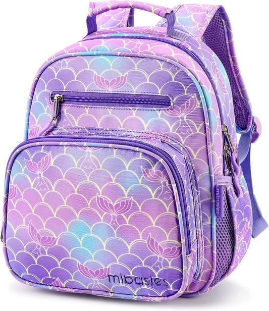 mibasies Toddler Backpack for Girls 2-4: Cute Kids Backpacks for Girls - Preschool Kindergarten Backpack - Mermaid Tail Purple