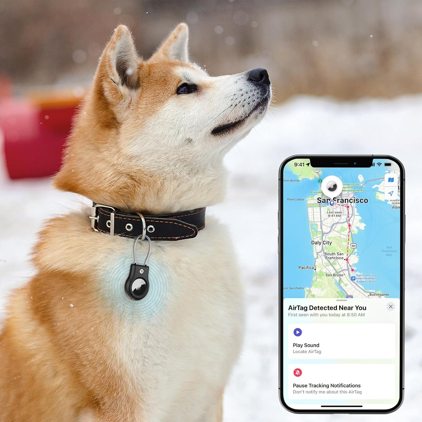 AirTag Keychain Holder - Air tag Lock Case with Wire Cable Compatible with Apple AirTags, Ultra Durable Anti-Lost Protective Case with Keyring for Luggage, Key, Backpack, Pet, Black (4 Pack)