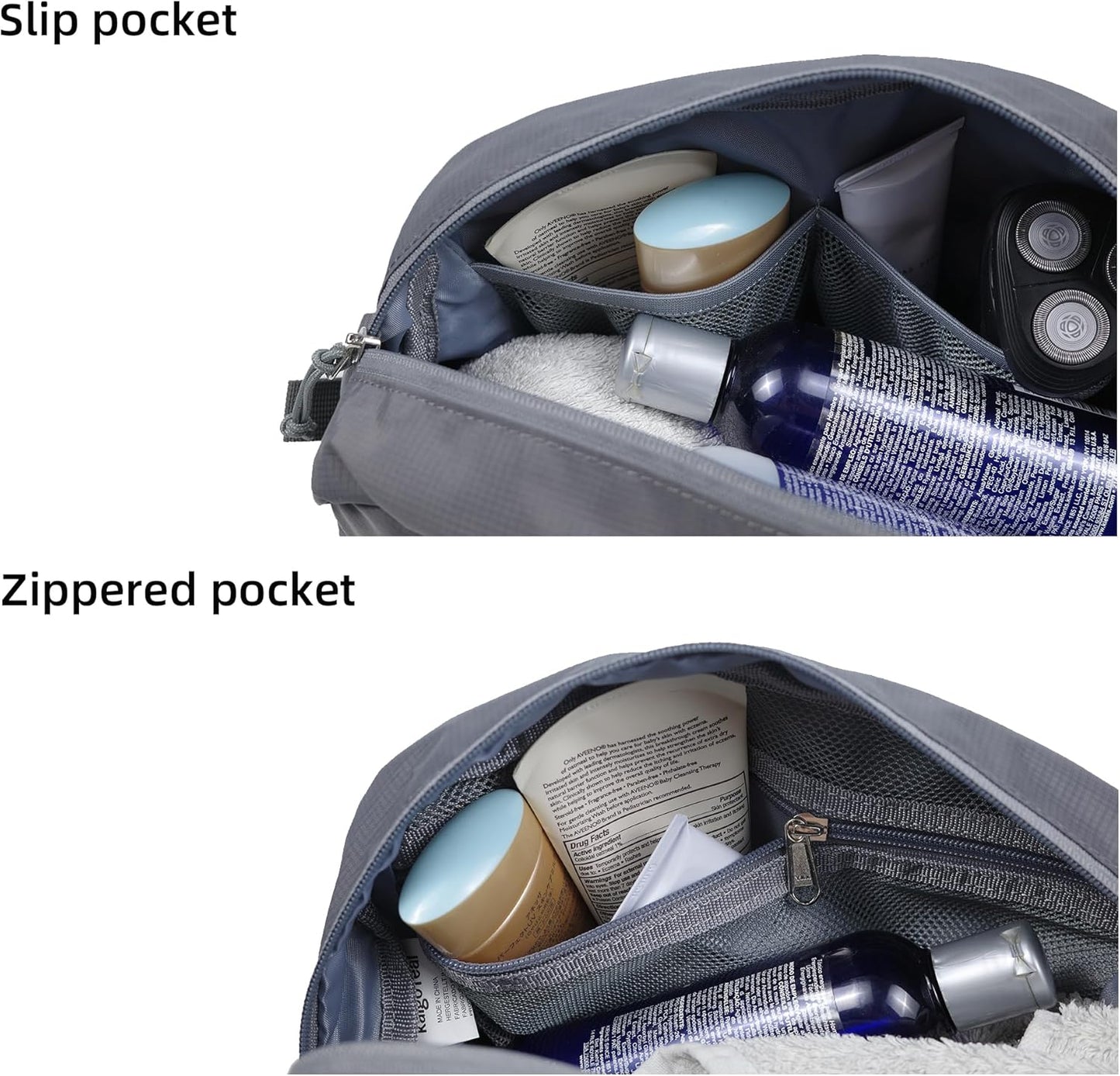 Travel Toiletry Bag 8L, Large Packing Cube with Waterproof TPU Wet/Dry Compartment (05 Ash Gray)