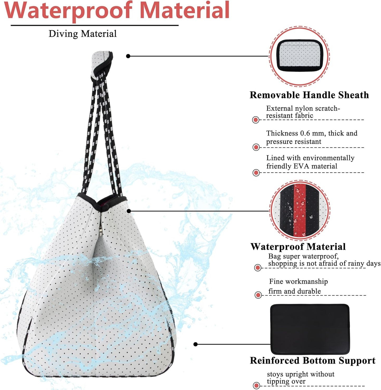 QOGiR Neoprene Multipurpose Beach Bag Tote with Inner Zipper Pocket … … … …