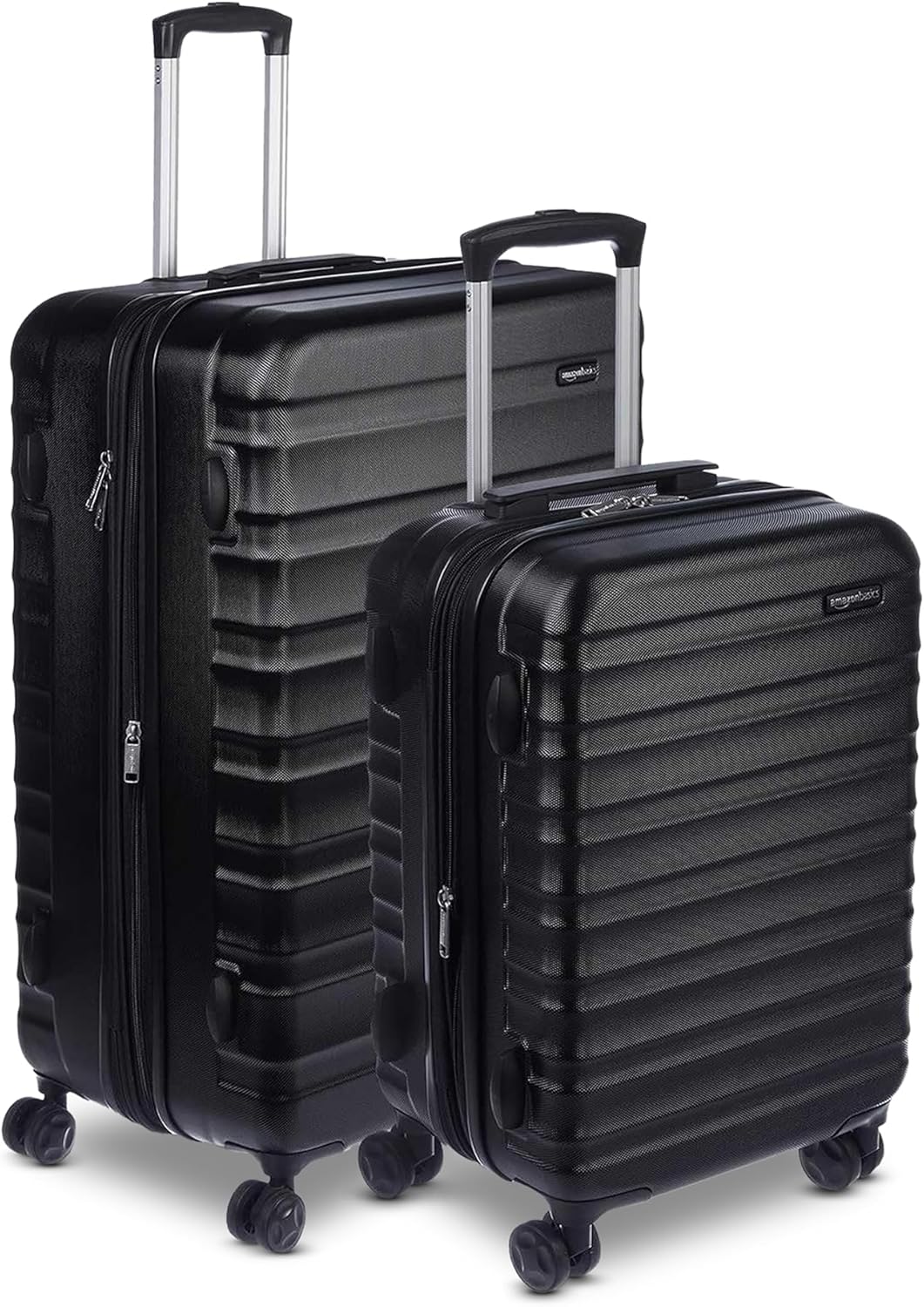 Amazon Basics 2-Piece Set (21", 30"), Hardshell Suitcases With Wheels, Expandable For Up to 25% More Space, With Scratch-Resistant Surface, Four Multi-directional Wheels, Black