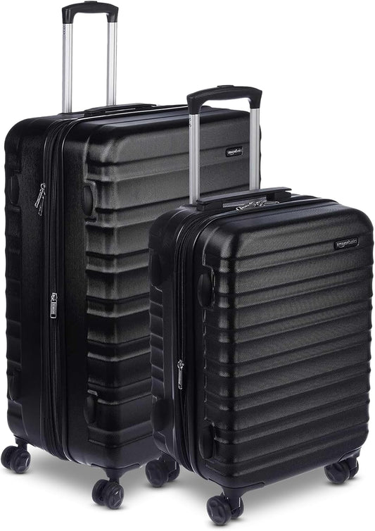 Amazon Basics 2-Piece Set (21", 30"), Hardshell Suitcases With Wheels, Expandable For Up to 25% More Space, With Scratch-Resistant Surface, Four Multi-directional Wheels, Black