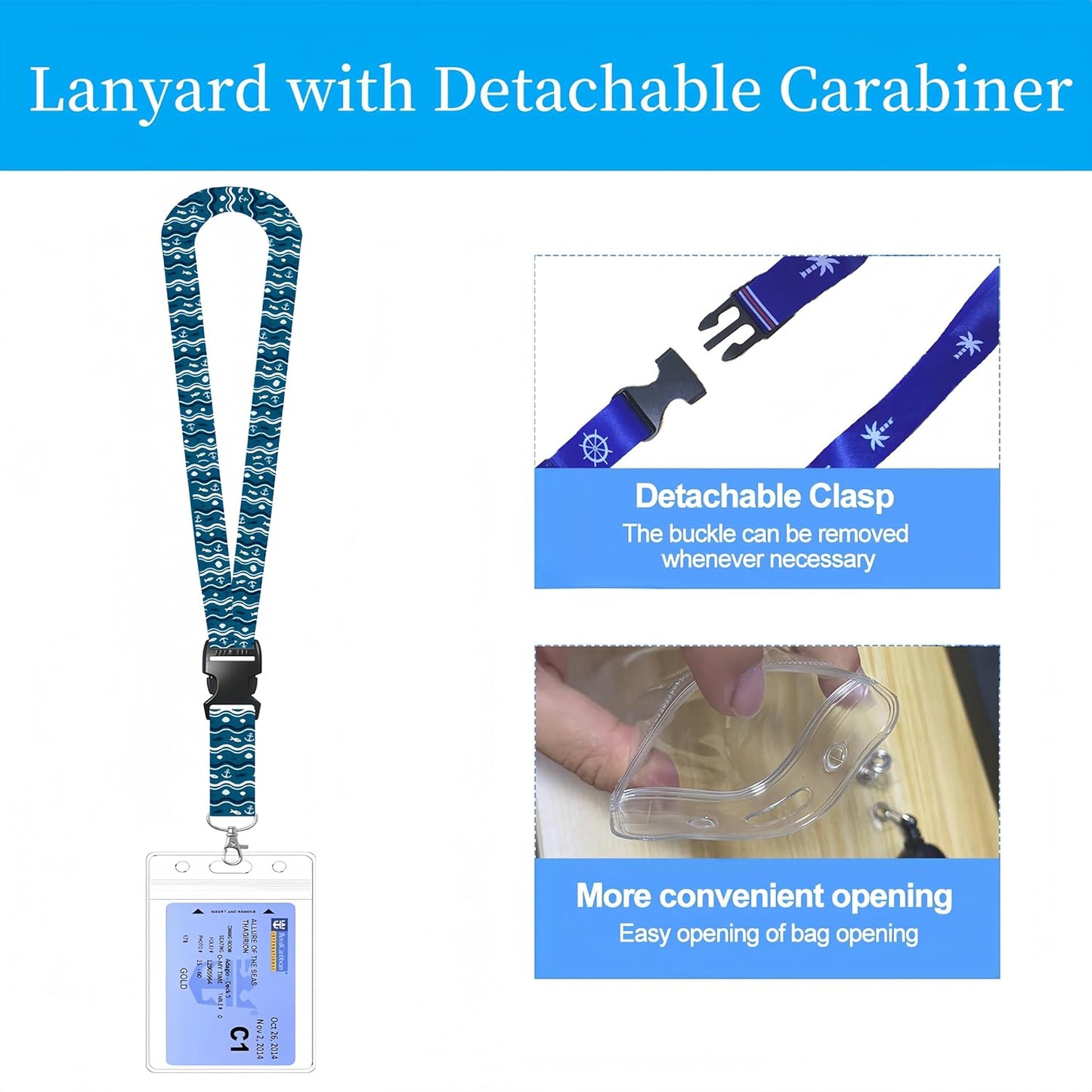 Cruise Ship Essentials, Magnetic Hooks for Cruise Cabins, Cruise Lanyard for Ship Cards, Cruise Luggage Tag Holder, Towel Clips for Chairs Cruise, Cruise Essentials 2025 for All Cruise Lines