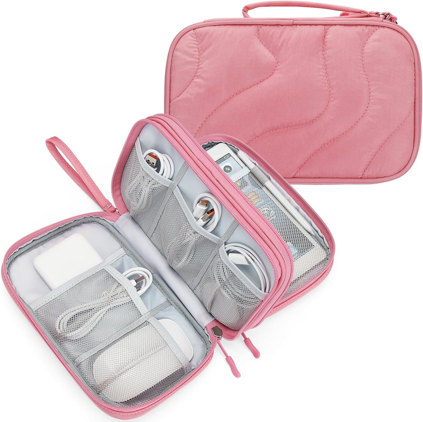 Skycase Tech Pouch - Lightweight Electronics Organizer Travel Case, Double Layers Travel Cable Organizer, All-in-One Storage Bag for Charger, Cord, Phone, Flash Drive, Accessories