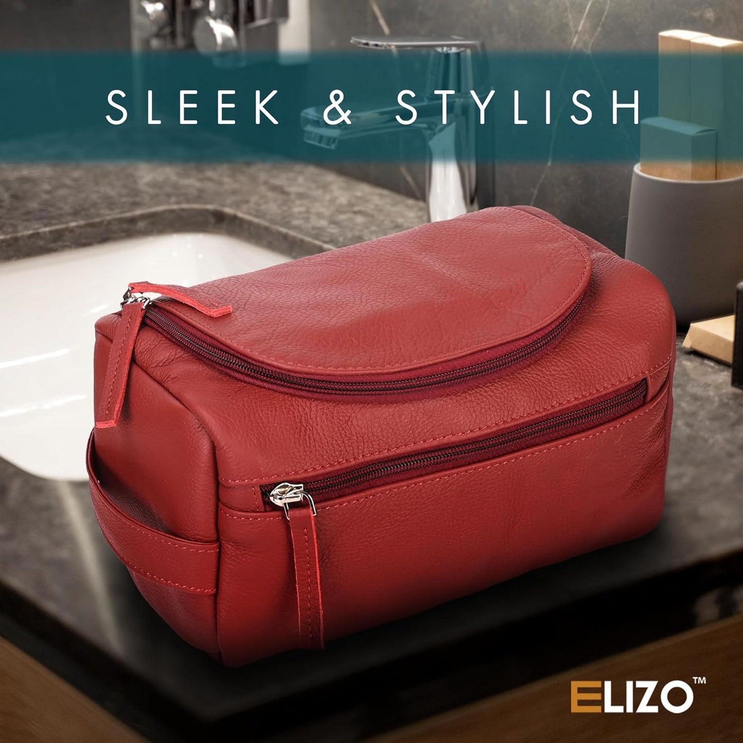 Leather Toiletry Bag For Men Women Dopp Kit Mens Hanging Toiletry Bag (PREMIUM LEATHER) Travel Toiletry Bag for Traveling Large TSA Approved Cosmetic Travel Bag for Toiletries Shaving Bag - SAVANNA