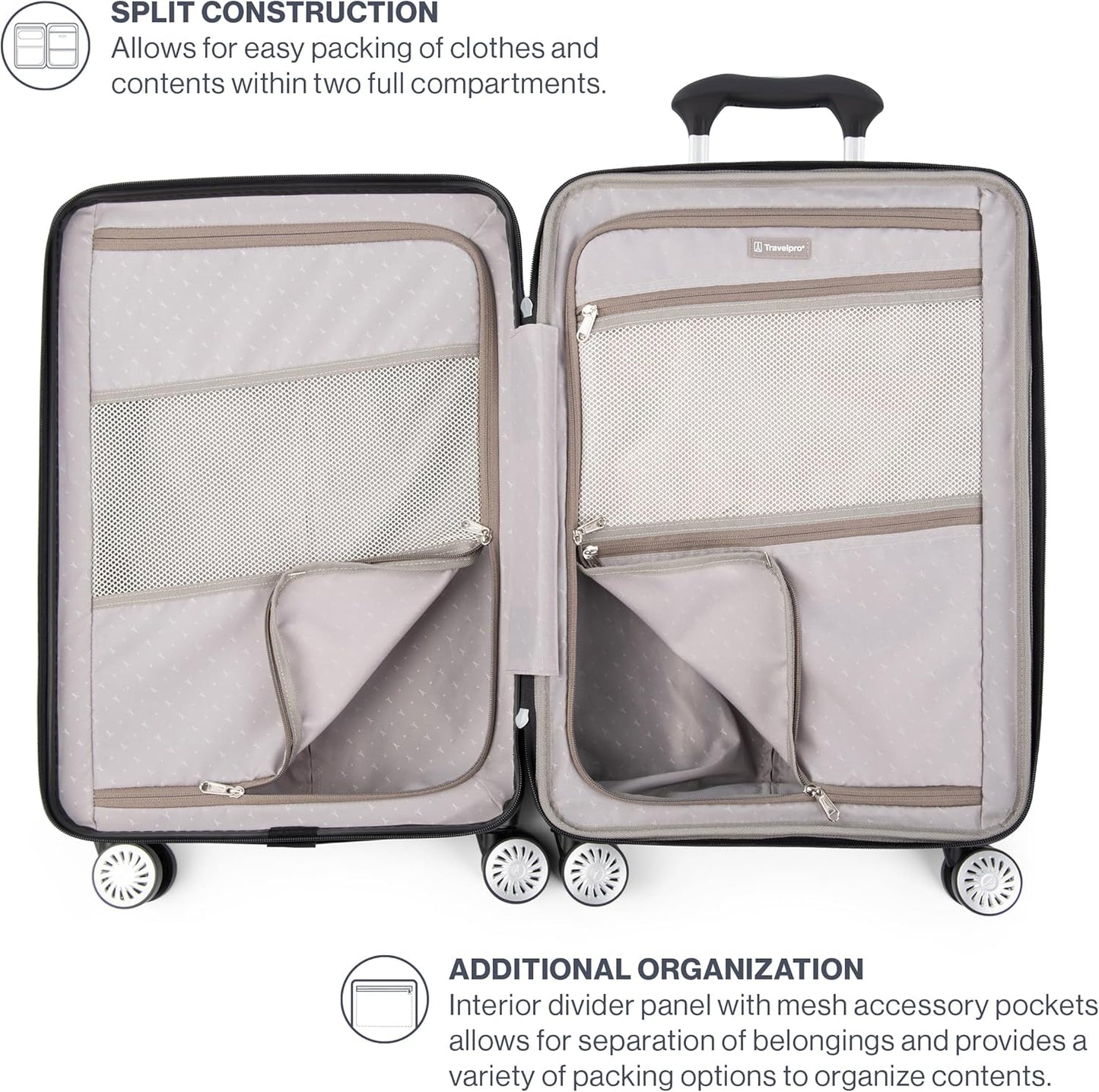 Travelpro Pathways 3 Hardside Expandable Luggage, 8 Spinner Wheels, Lightweight Hard Shell Suitcase, Carry On 21 Inch, Black Knight