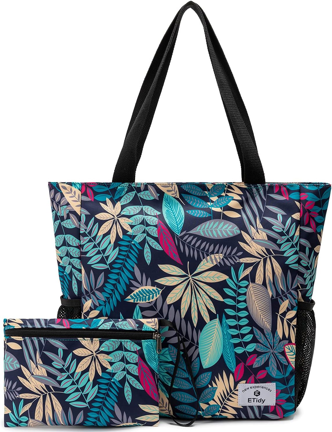 ETidy Large Capacity Foldable Tote Bag With Zipper Water-resistant SandproofWomen Beach Bag Handbag GymBag Travel ShoppingBag