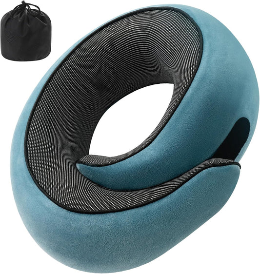 Neck Pillow, Travel Pillow uses Memory Foam to Support Neck Comfort, Ideal Companion for Airplane and car Travel, Compact, Convenient, and Versatile Airplane Sleep Pillow(Light Blue)
