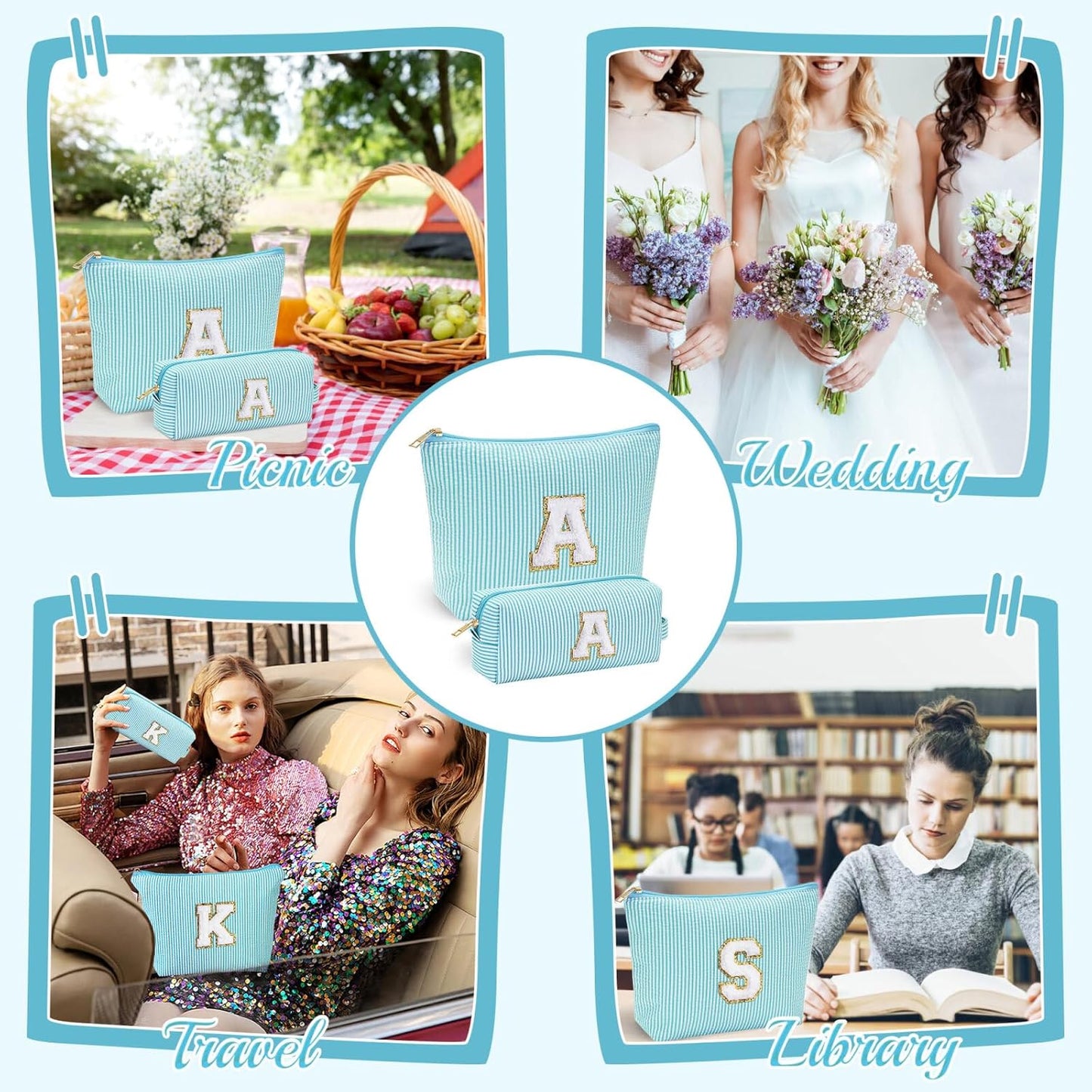 YOOLIFE Makeup Bag for Women - Personalized Initial Cute Makeup Pouch Make Up Case for Girlfriend Bridesmaid Wife | Cosmetic Travel Toiletry Bag for Friend Female | Birthday Gift for Her Mom Z