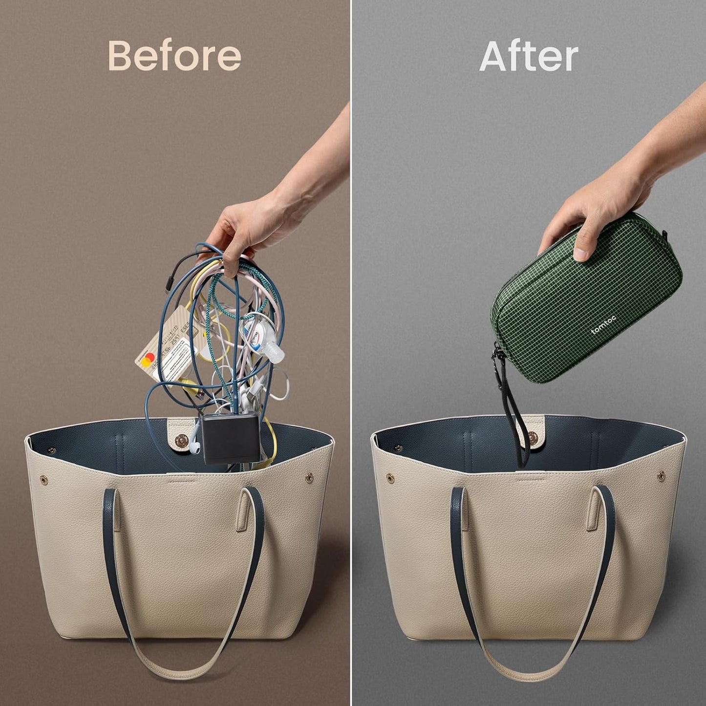 tomtoc Electronics Organizer Travel Case Performance, Water Resistant Bag Cable Tech Pouch Accessories, Carry Storage for Cord, Phone, Cables, Airpods, USB Flash Drive, Daily Items