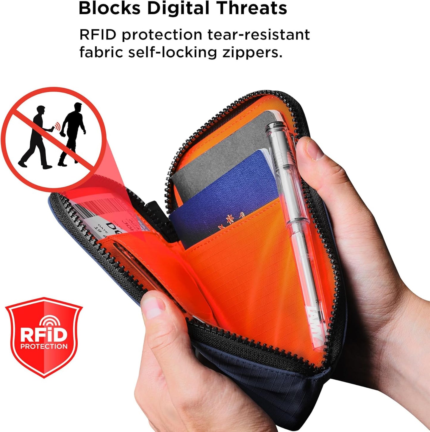 ALPAKA Zip Travel Wallet - Store Your Travel Accessories Efficiently - 3 Internal Pockets For Your Passport and More - 2 Card Slots - Made From Recycled and RFID-Protective Material