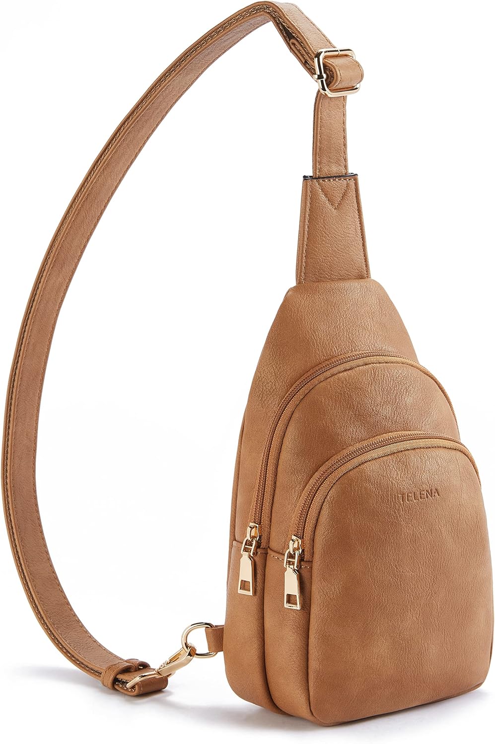 Telena Small Sling Bag for Women Leather Crossbody Fanny Packs Chest Bag for Women